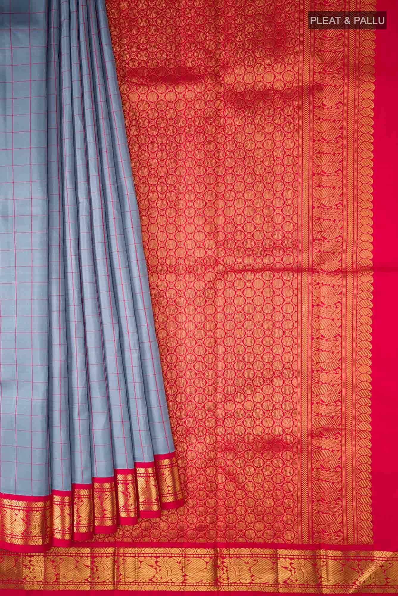Grey Kanjivaram Silk Saree - Image 2
