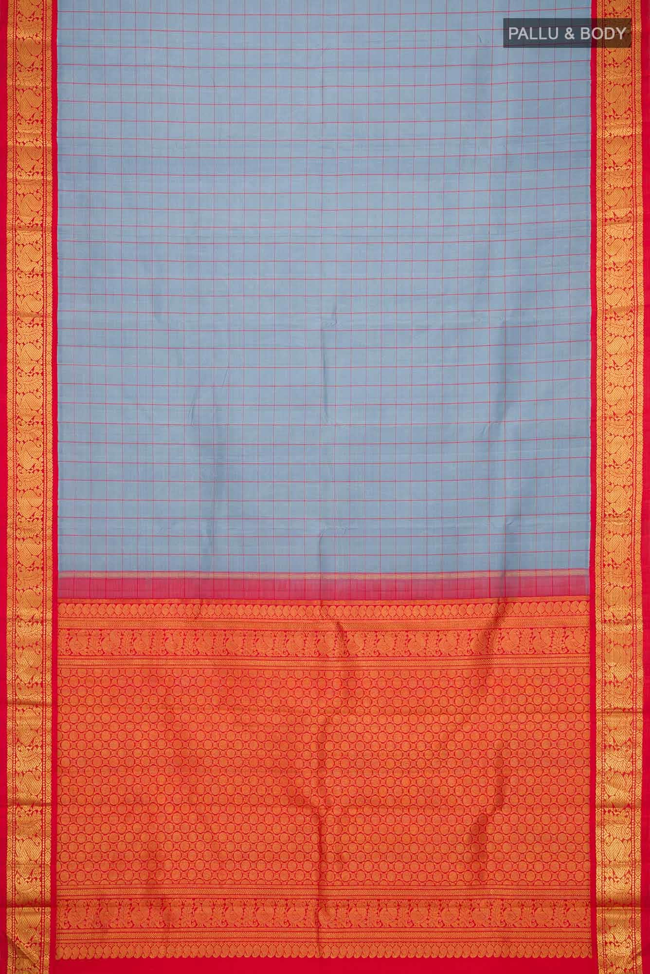 Grey Kanjivaram Silk Saree - Image 4