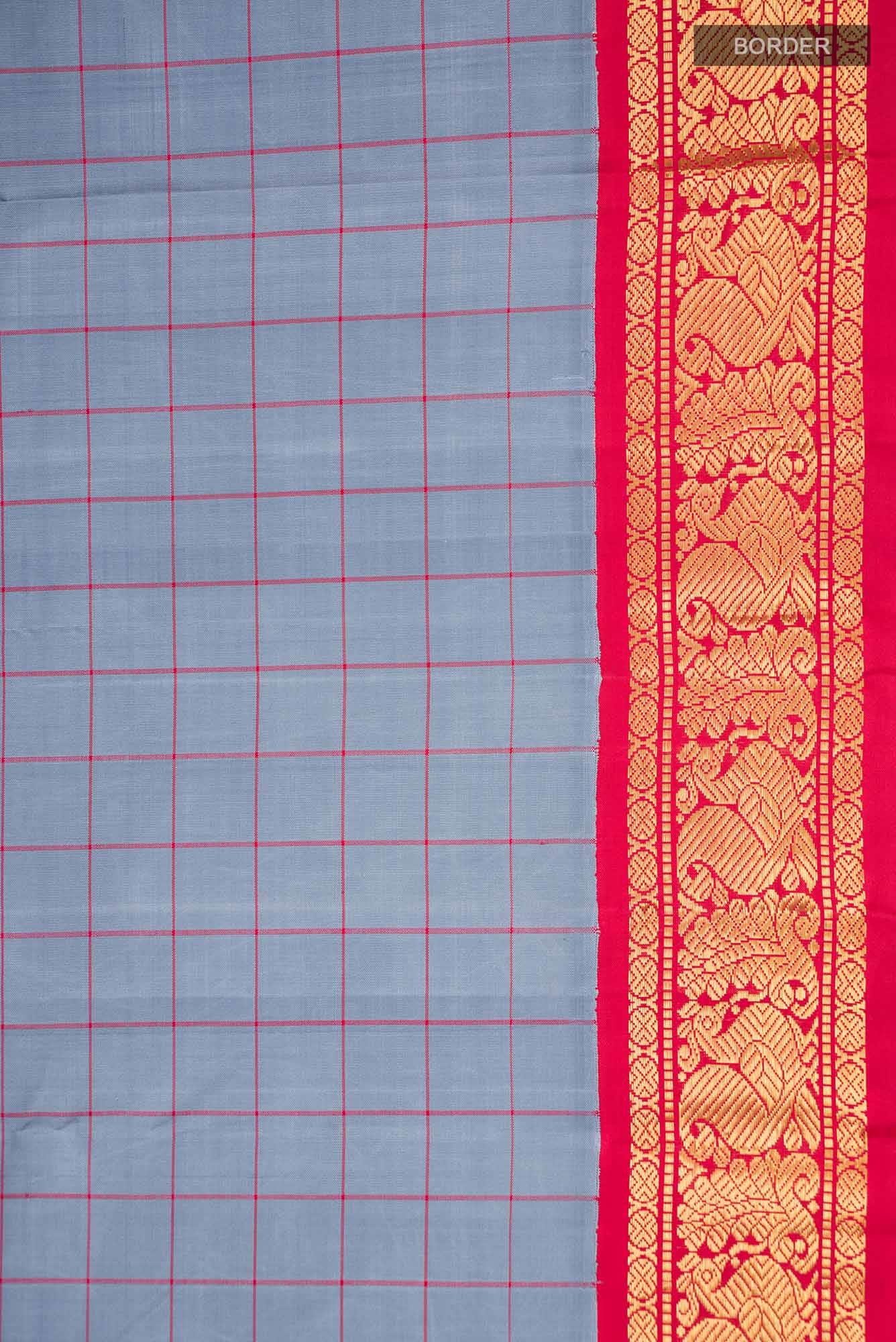 Grey Kanjivaram Silk Saree - Image 5