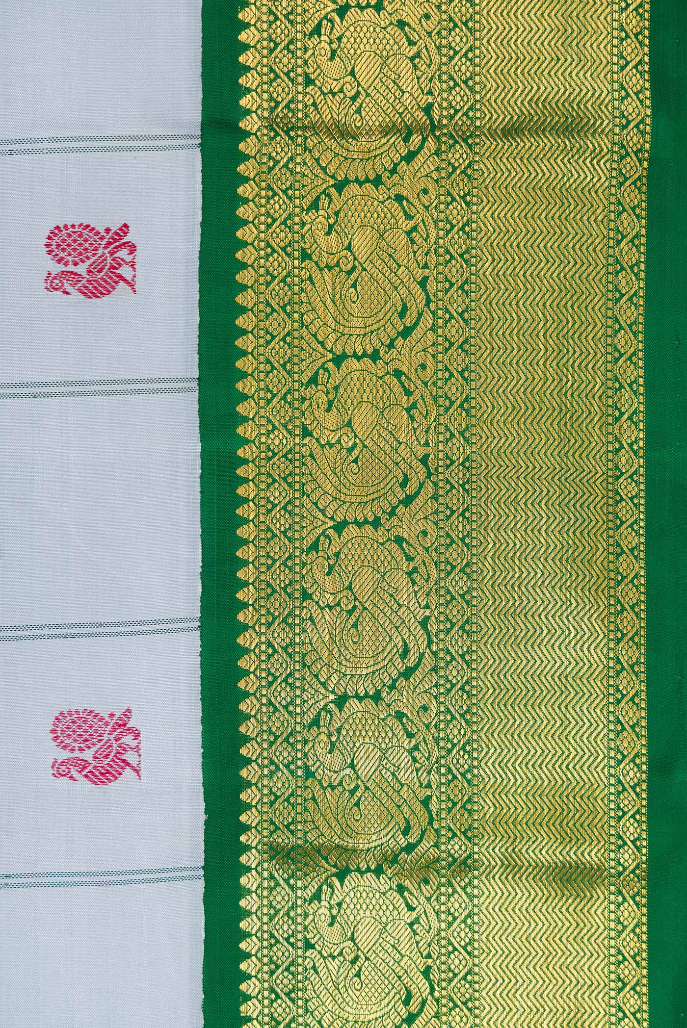Pure Silk Pure Zari Grey Kanchipuram Saree - Image 3