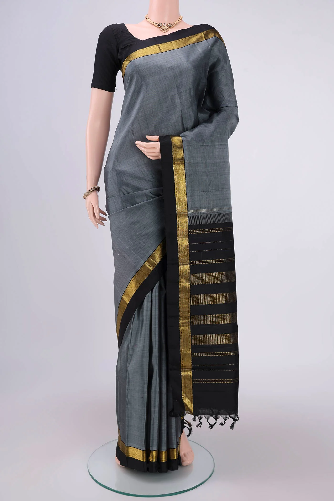 Grey Kanjivaram Silk Saree