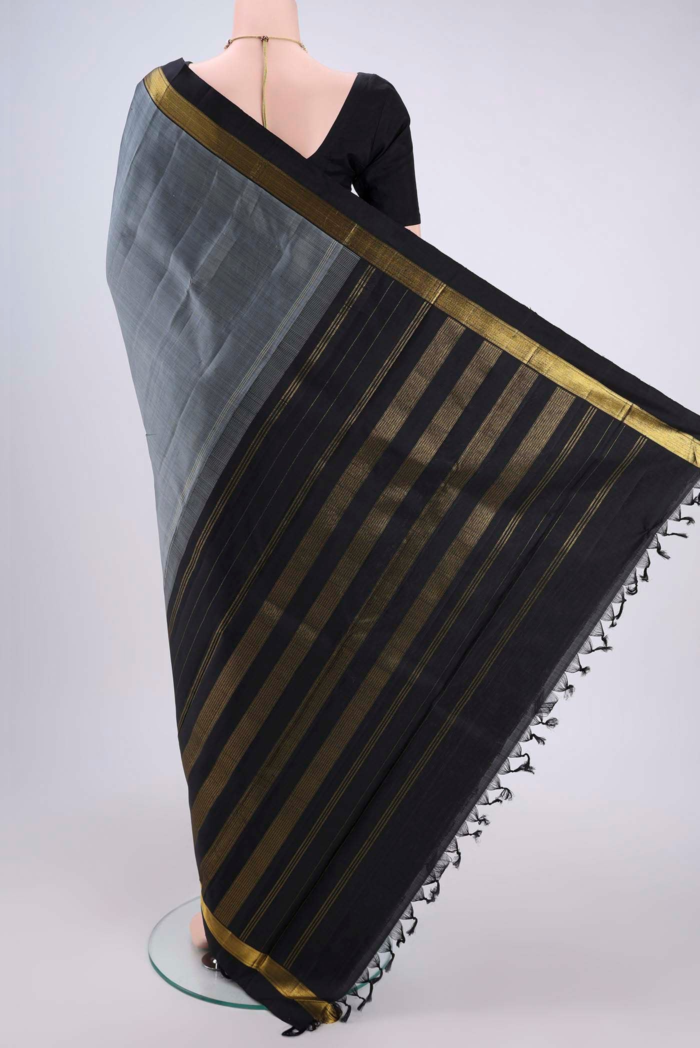 Grey Kanjivaram Silk Saree - Image 3