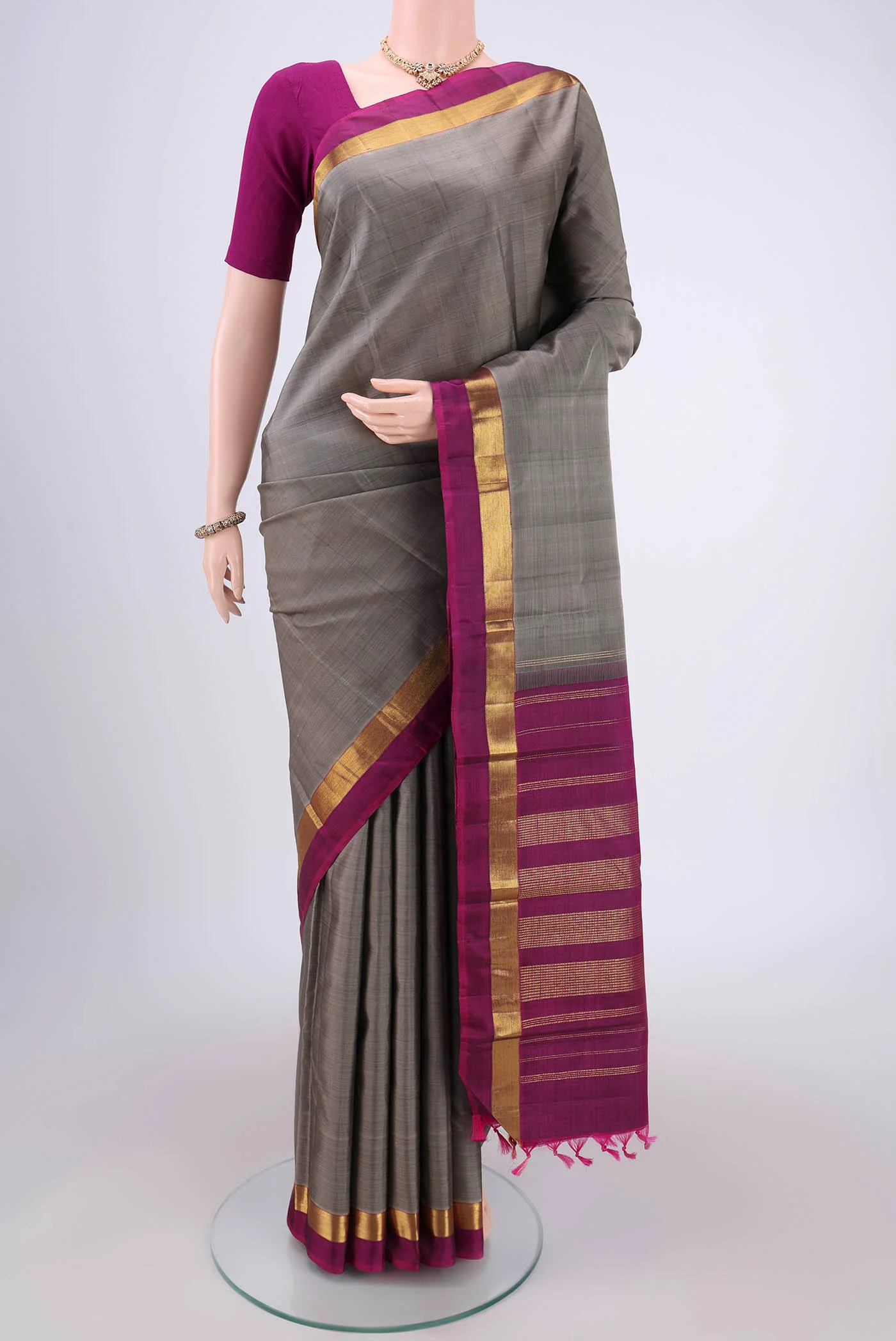Grey Kanjivaram Silk Saree