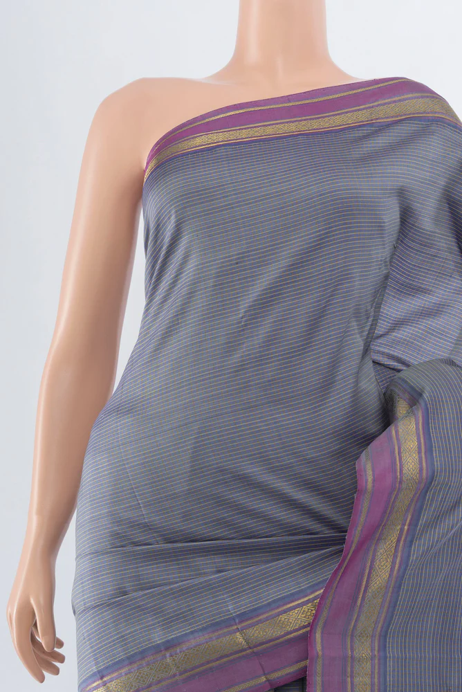 Grey Kanjivaram Silk Saree - Image 2