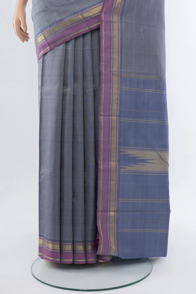 Grey Kanjivaram Silk Saree - Image 3