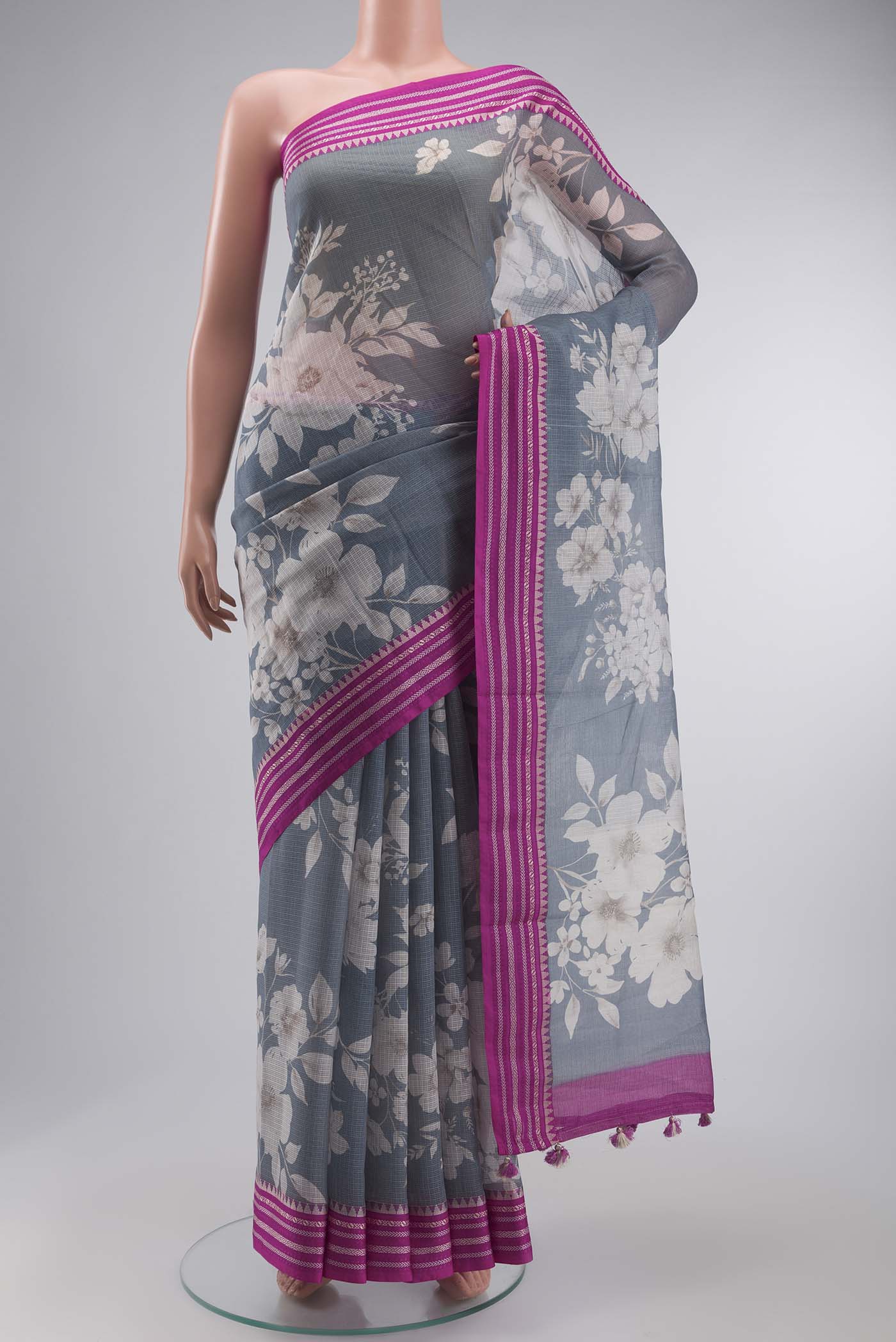 Grey Kota Cotton Saree
