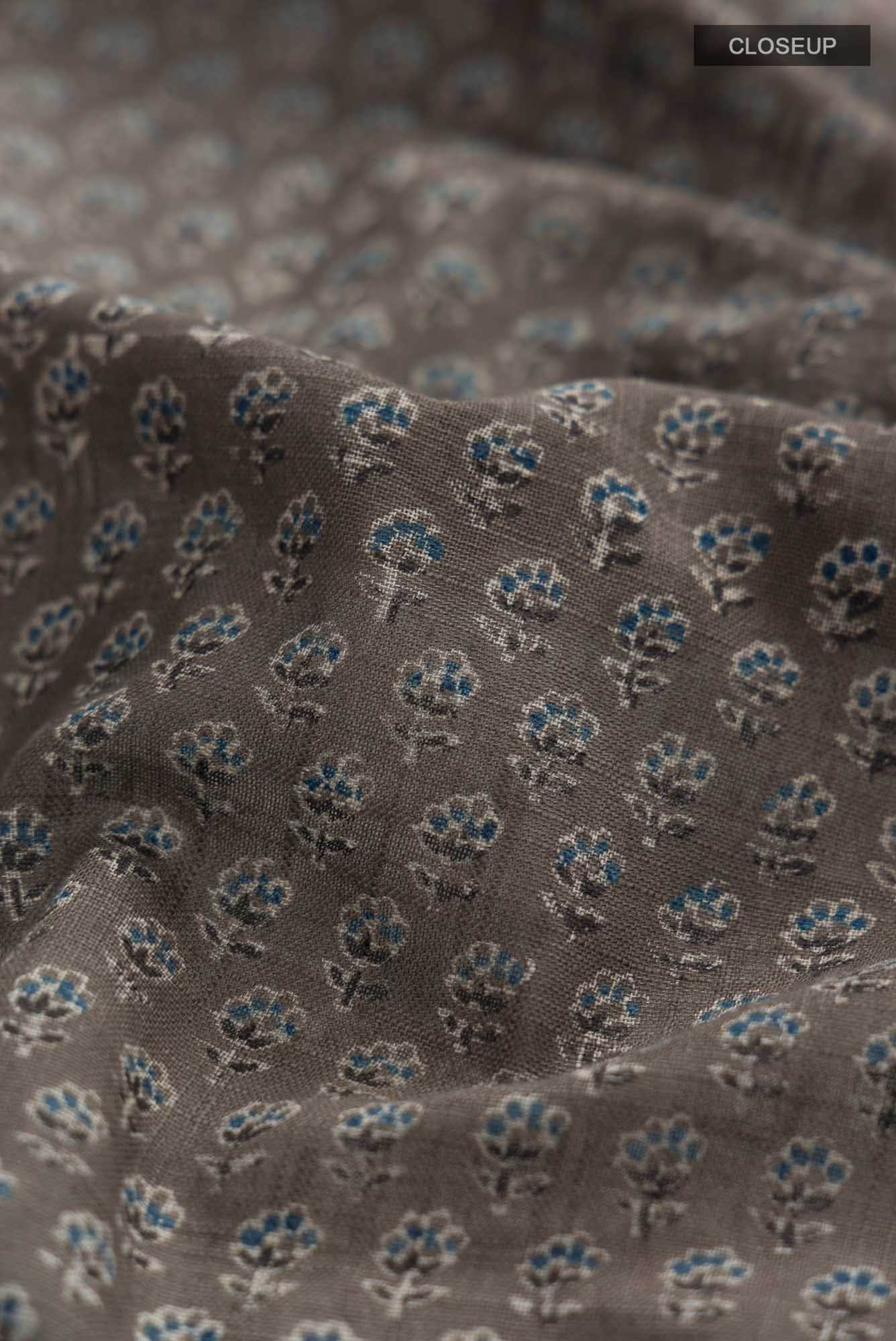 Grey Linen Cotton Saree - Image 2