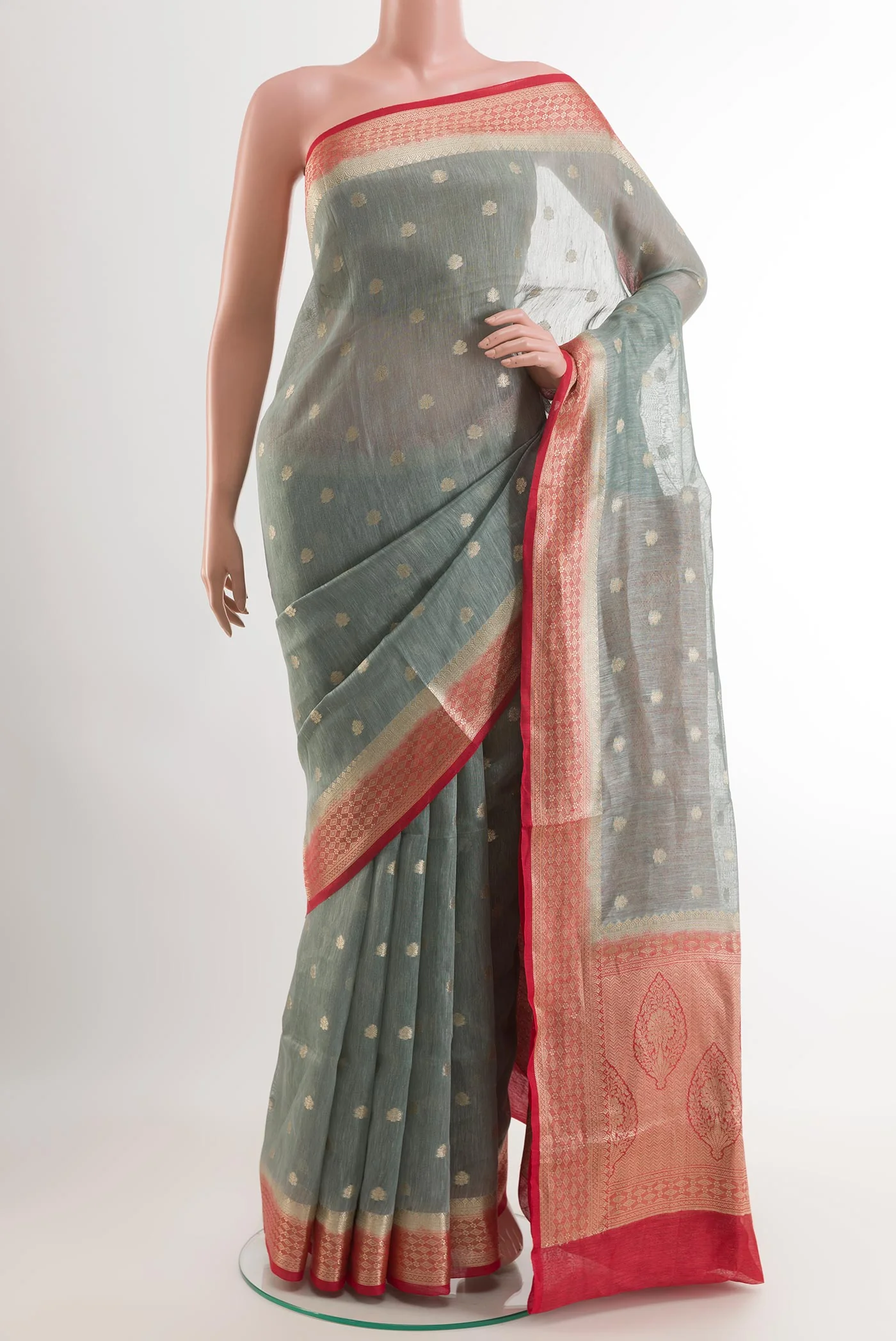 Grey Linen Saree