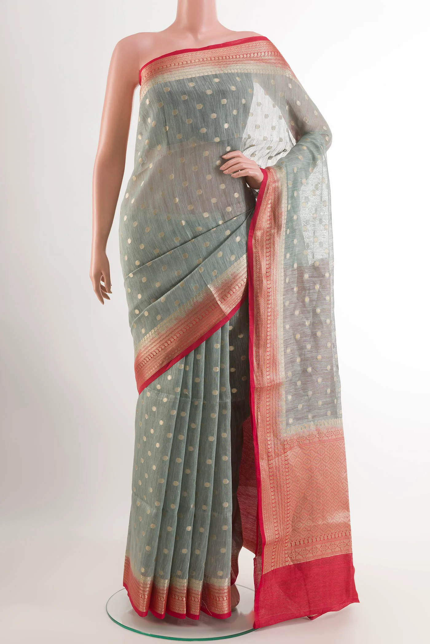 Grey Linen Saree