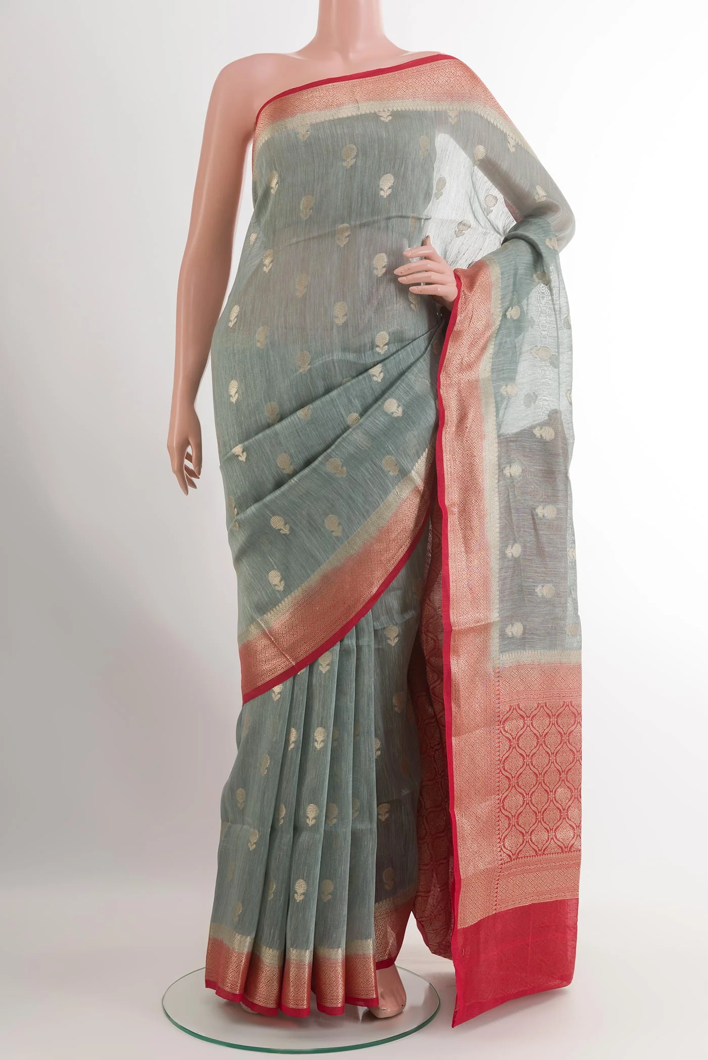Grey Linen Saree