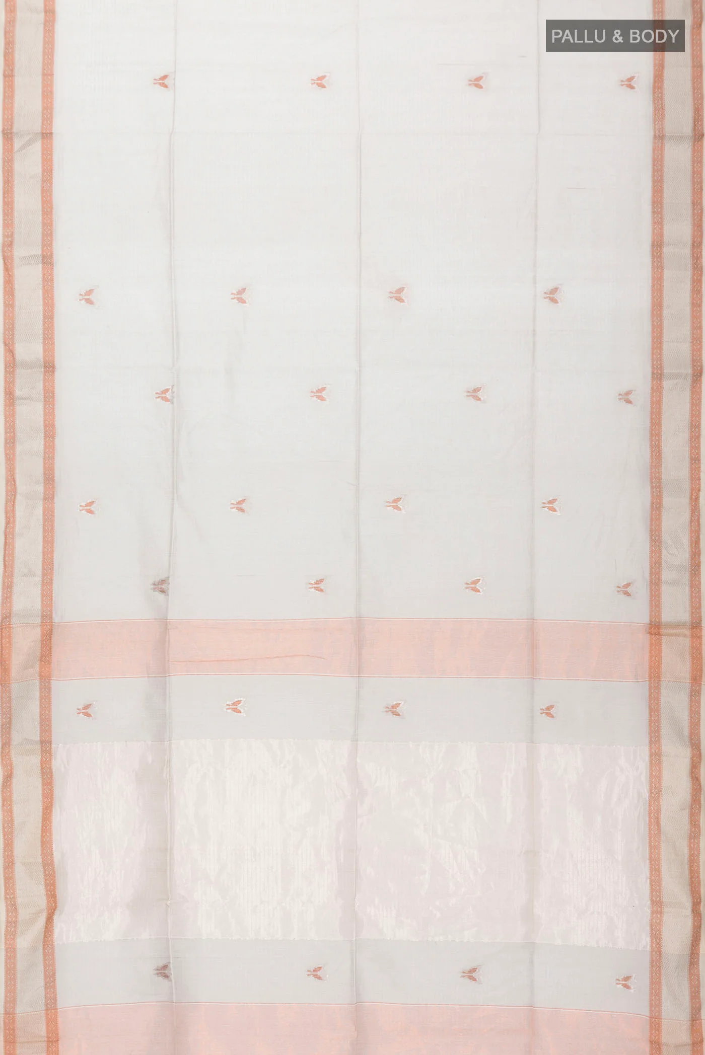 Grey Maheshwari Silk Cotton Saree - Image 3