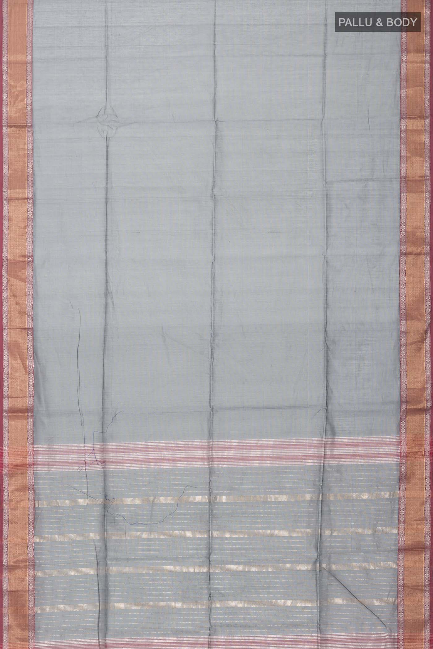 Grey Maheshwari Silk Cotton Saree - Image 3