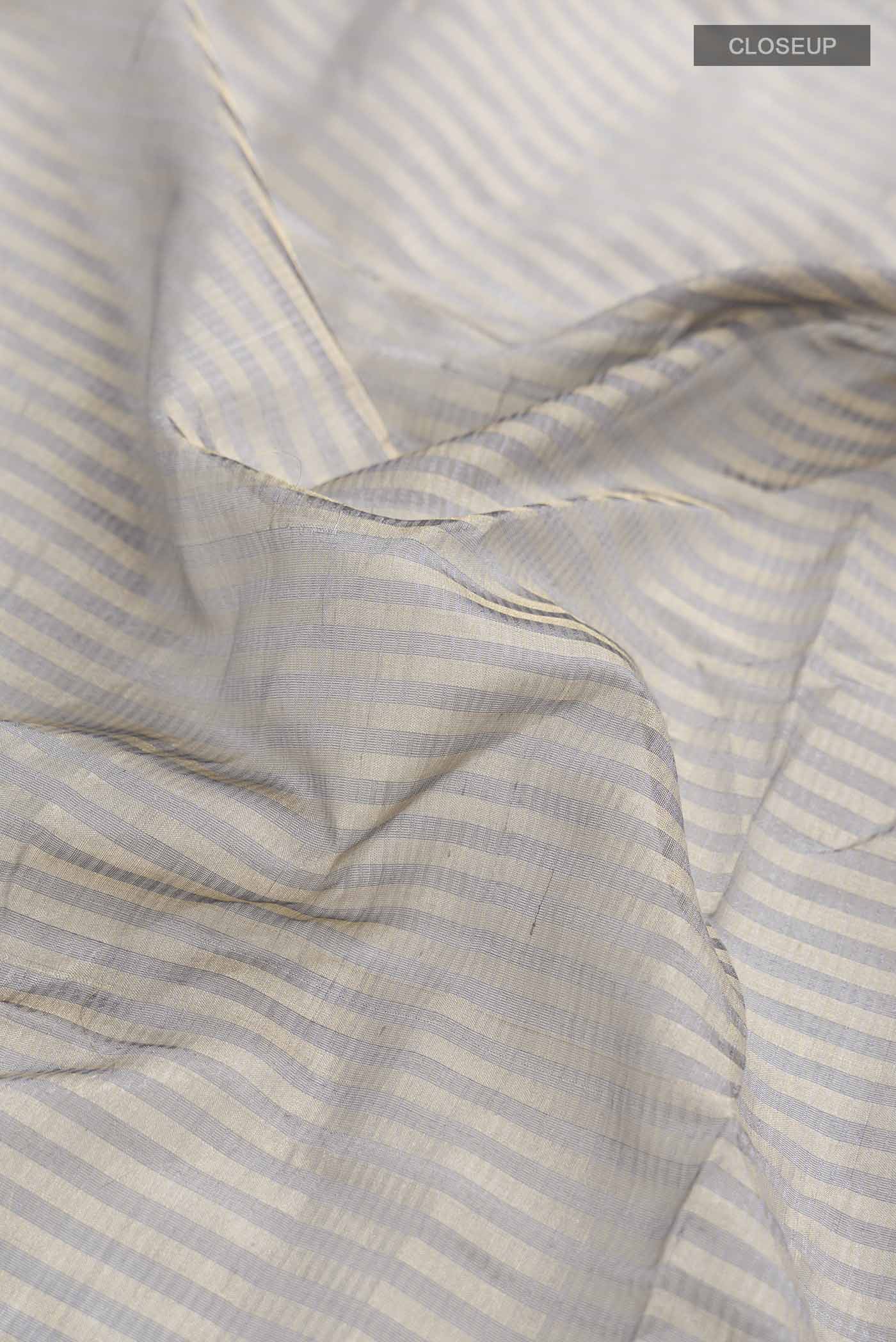 Grey Maheshwari Silk Cotton Saree - Image 2