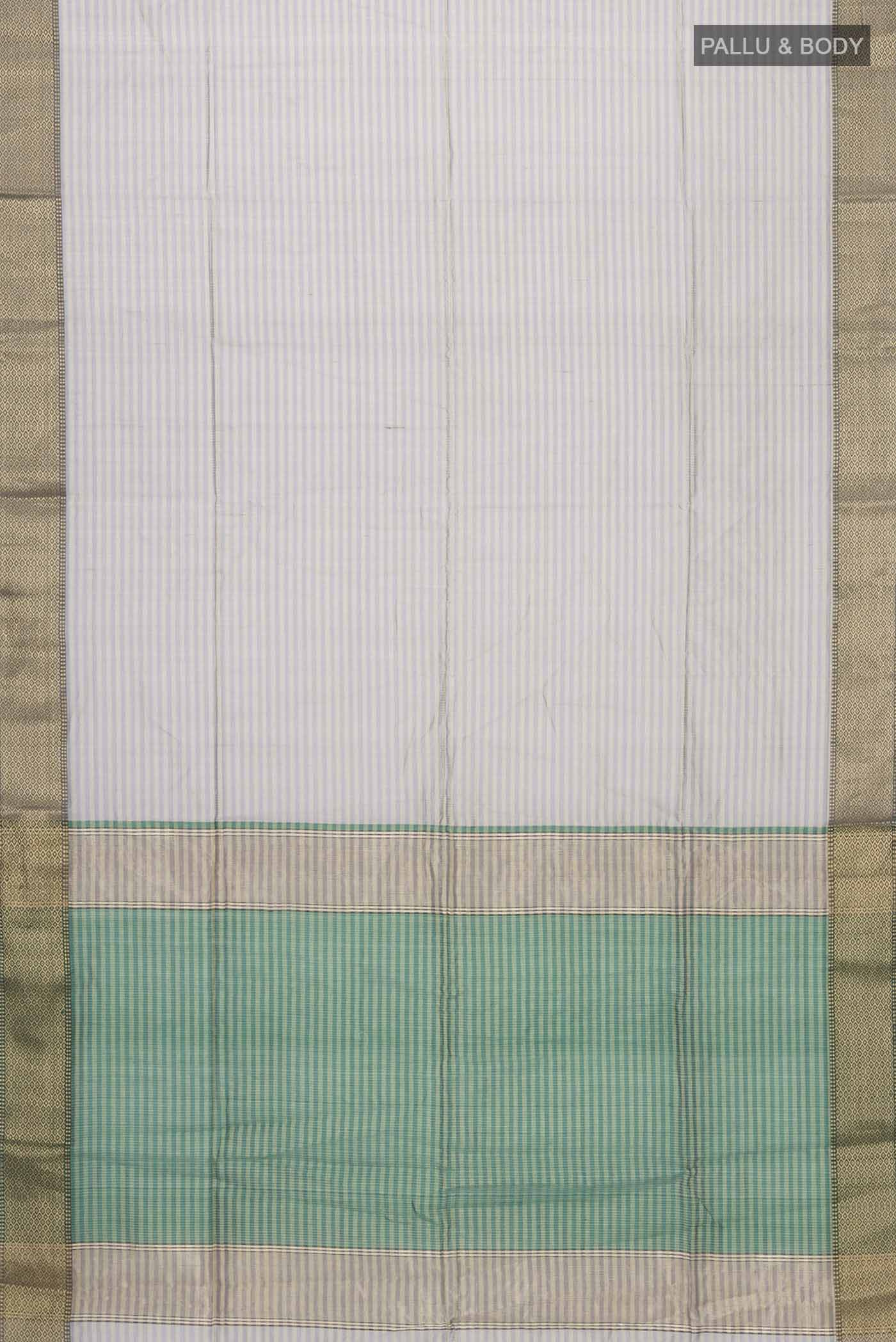 Grey Maheshwari Silk Cotton Saree - Image 5