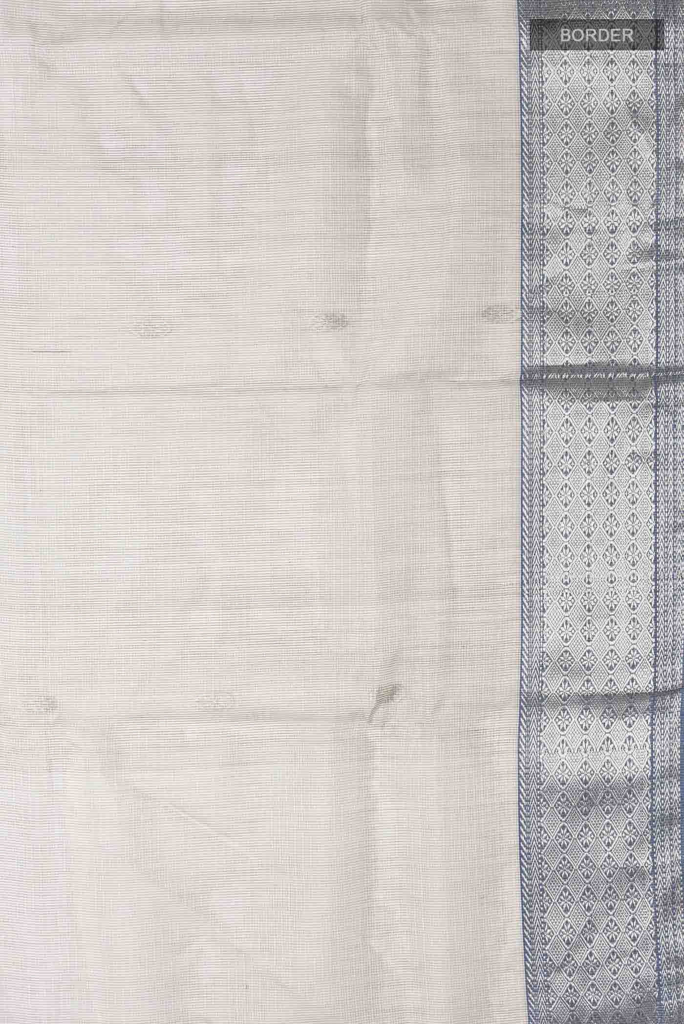 Grey Maheshwari Silk Cotton Saree - Image 3