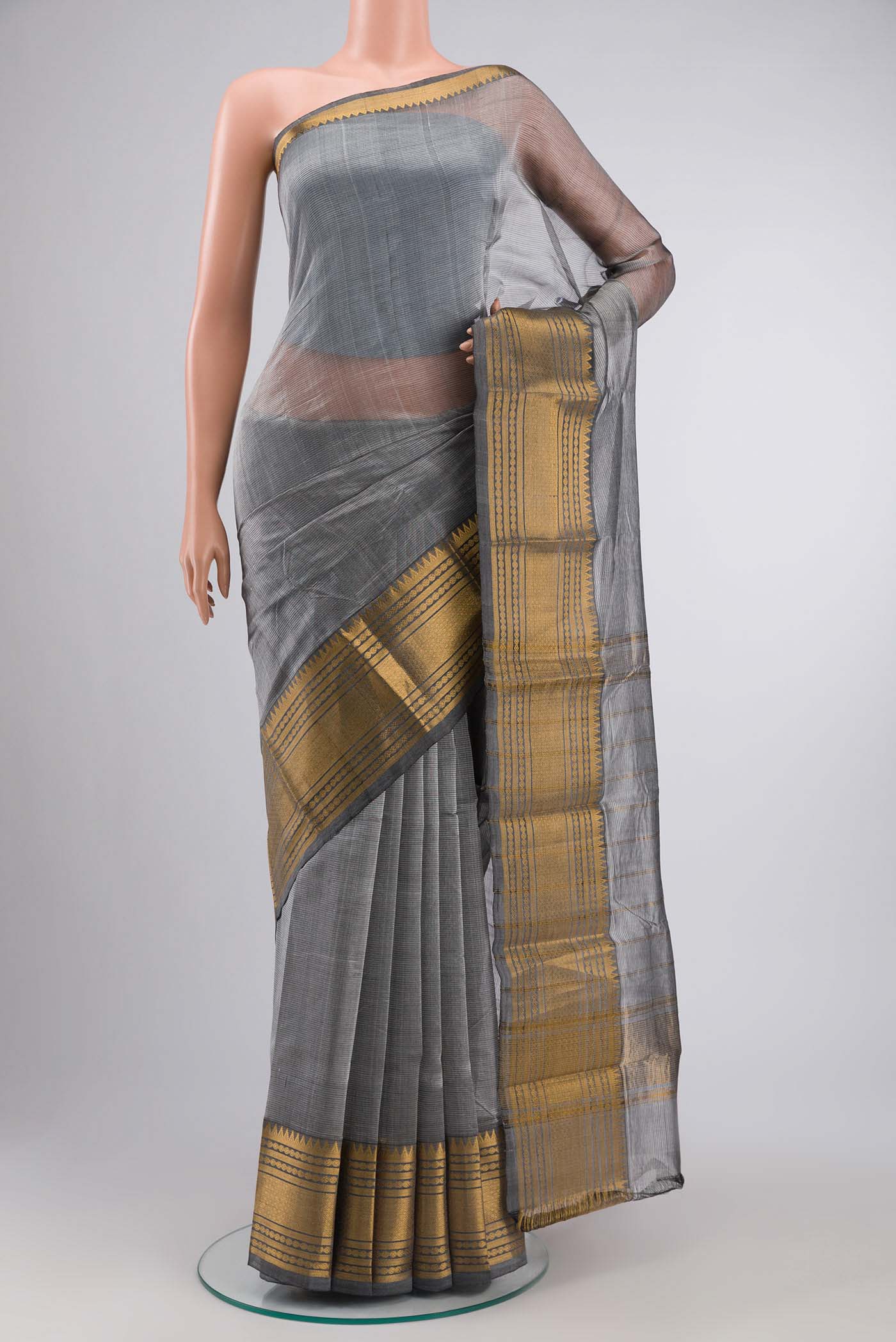 Grey Mangalagiri Cotton Saree