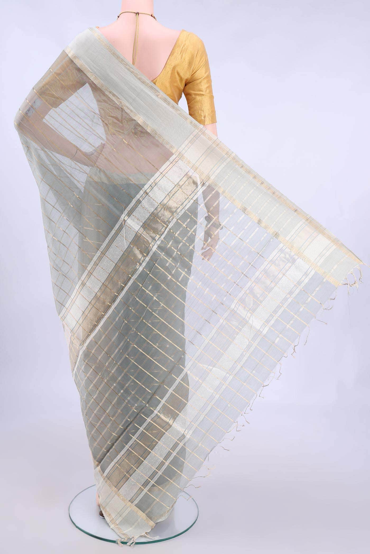 Grey MP Tussar Saree - Image 2