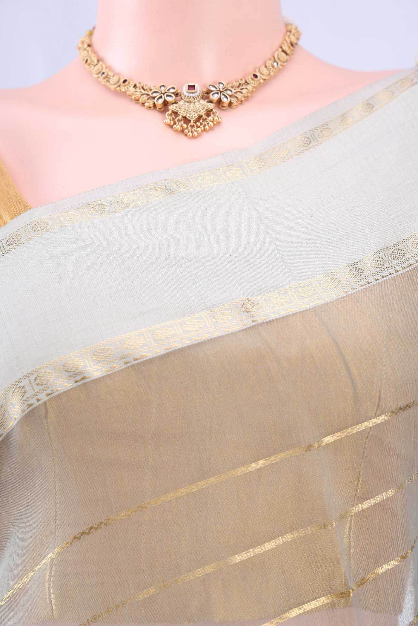 Grey MP Tussar Saree - Image 3