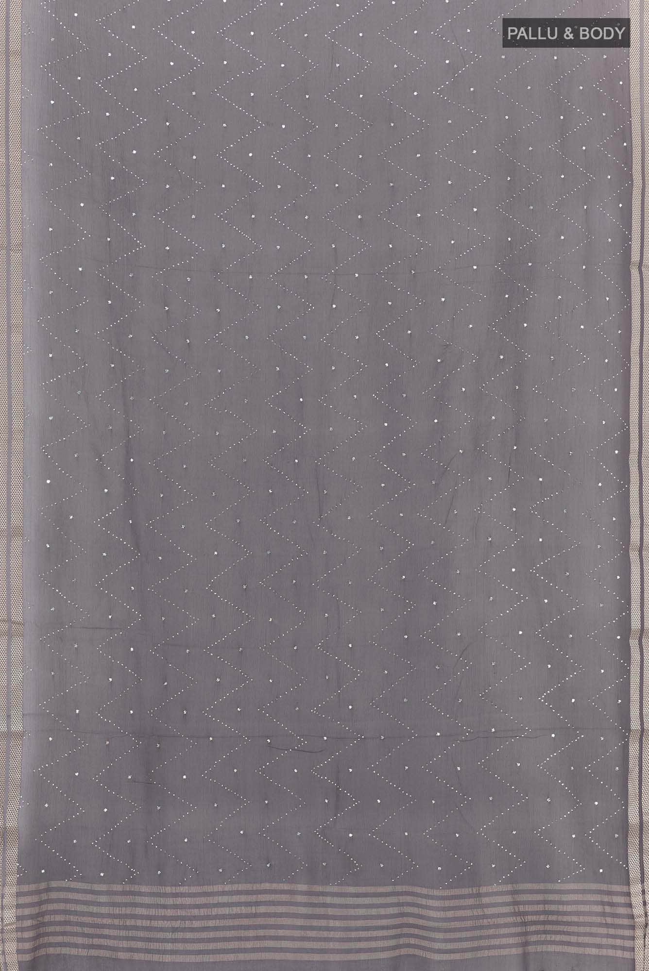 Grey Mysore Chiffon Saree - Image 3