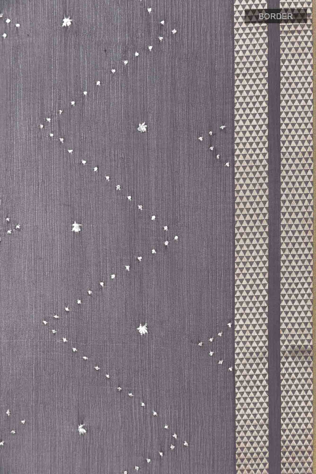 Grey Mysore Chiffon Saree - Image 4