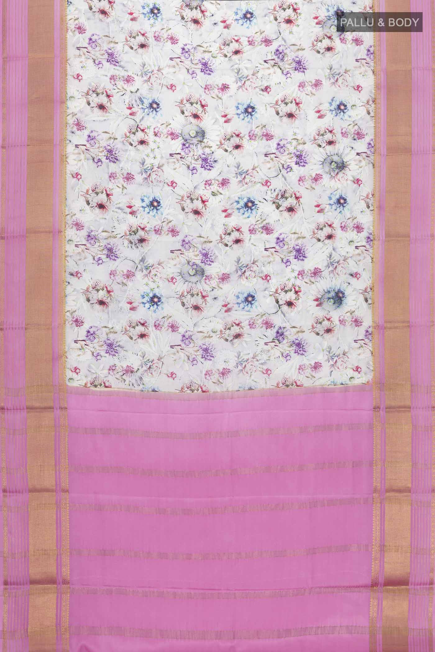 Grey Mysore Crepe Saree - Image 5