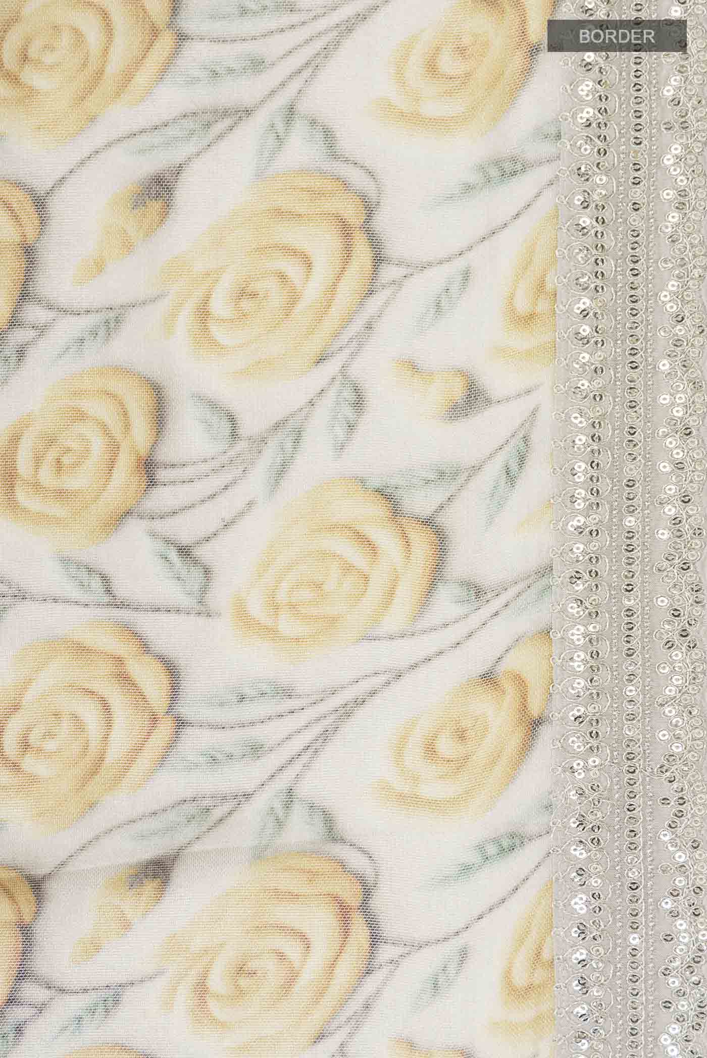 Grey Mysore Georgette Saree - Image 3