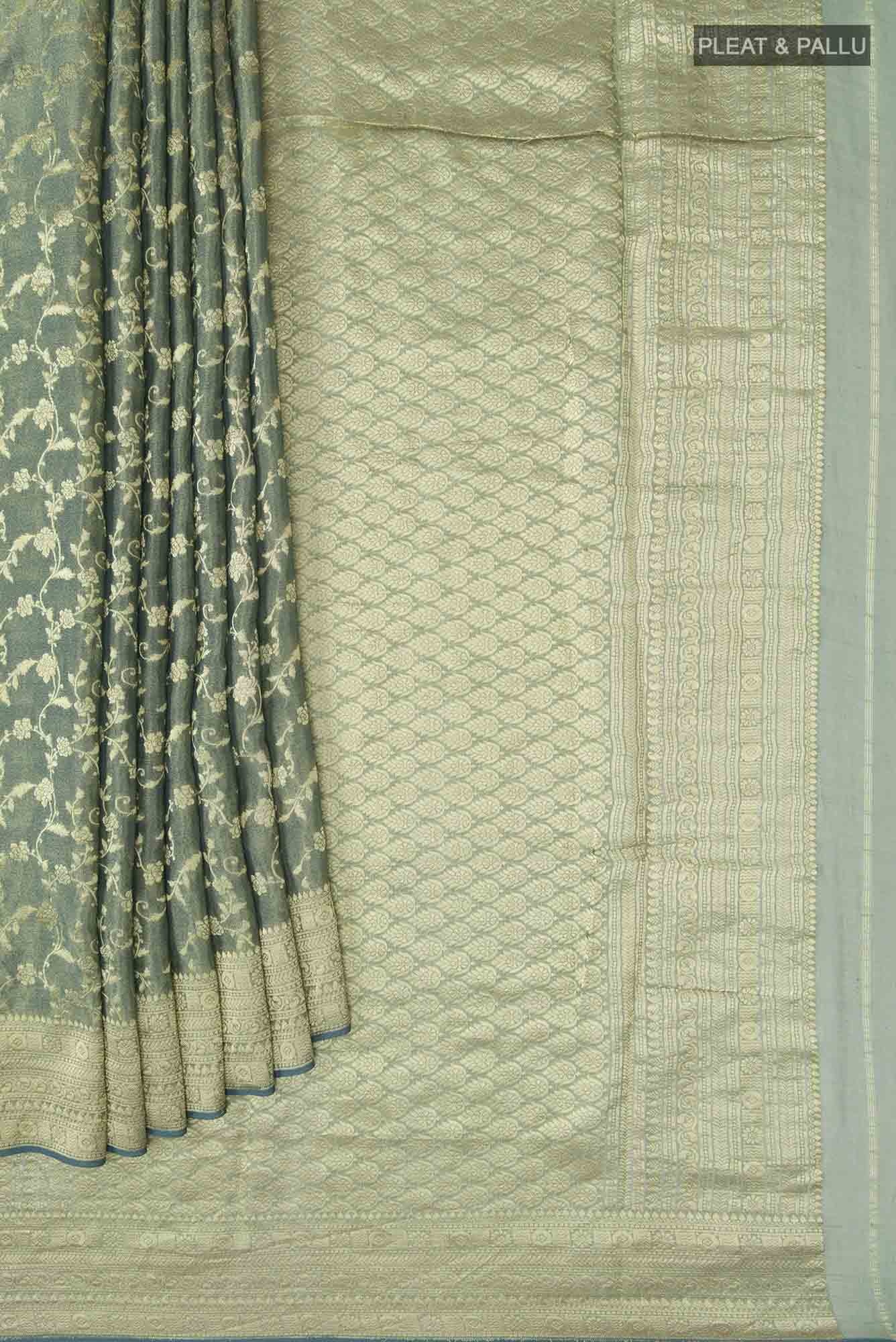 Grey Mysore Georgette Saree - Image 2