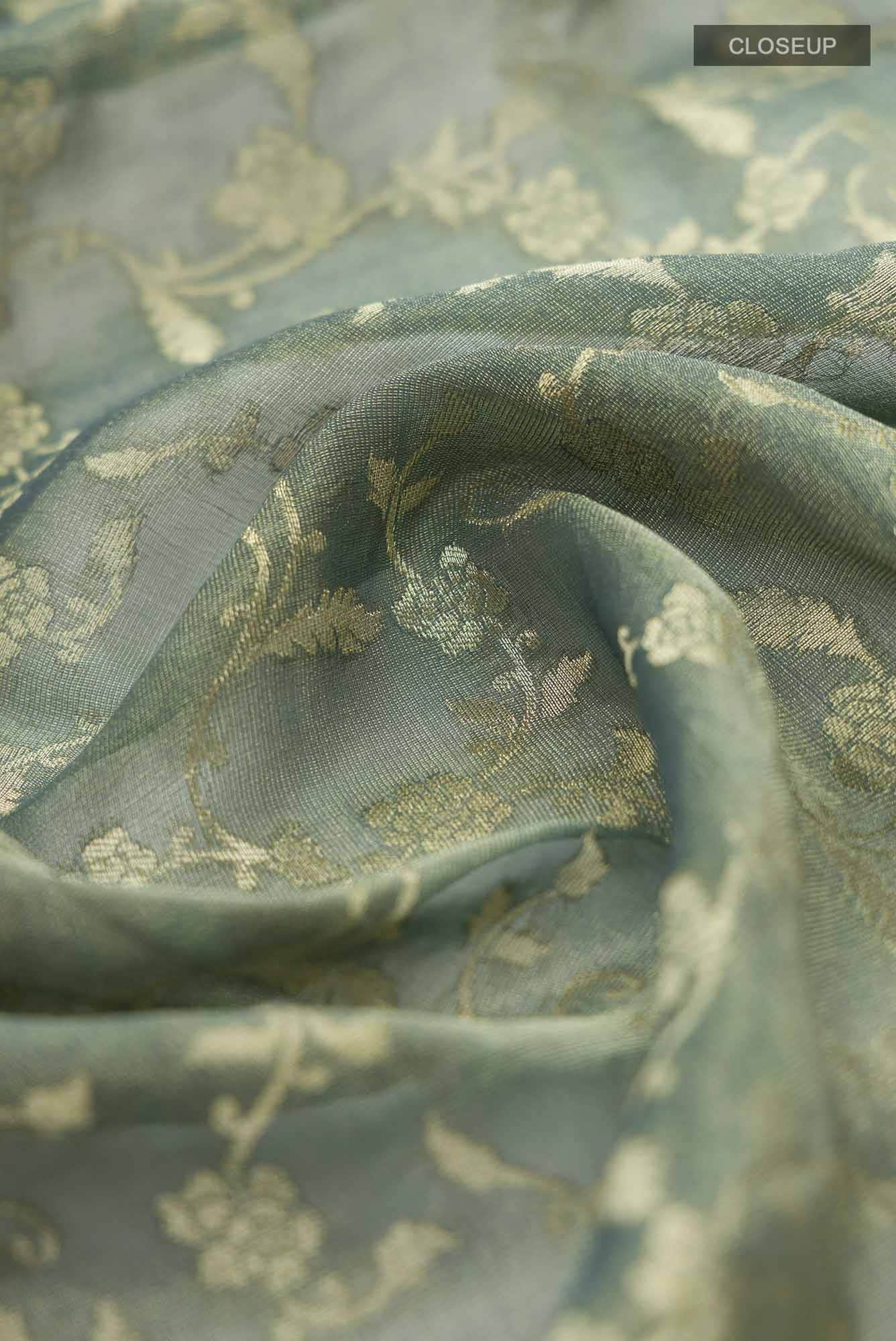 Grey Mysore Georgette Saree - Image 3
