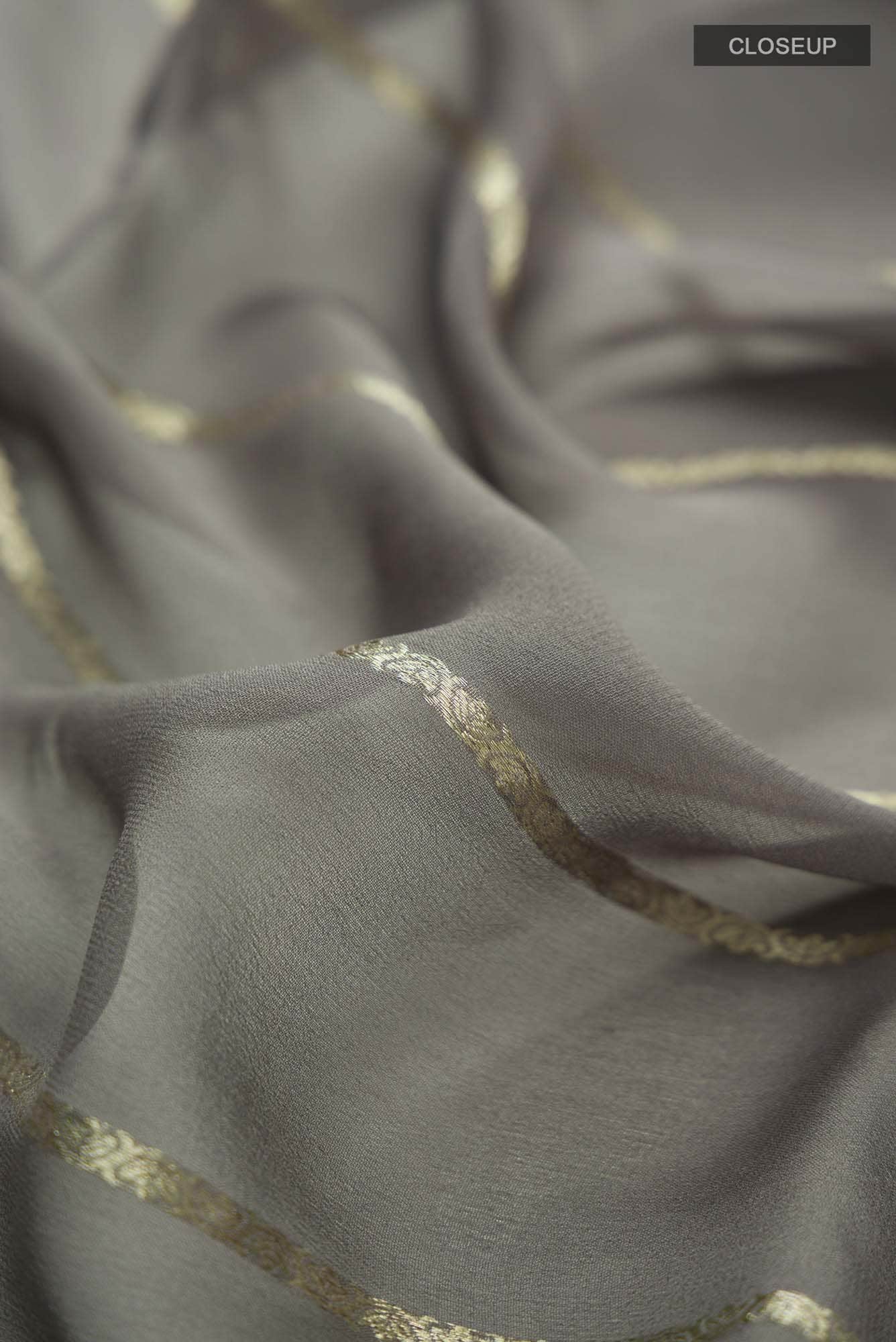Grey Mysore Georgette Saree - Image 2