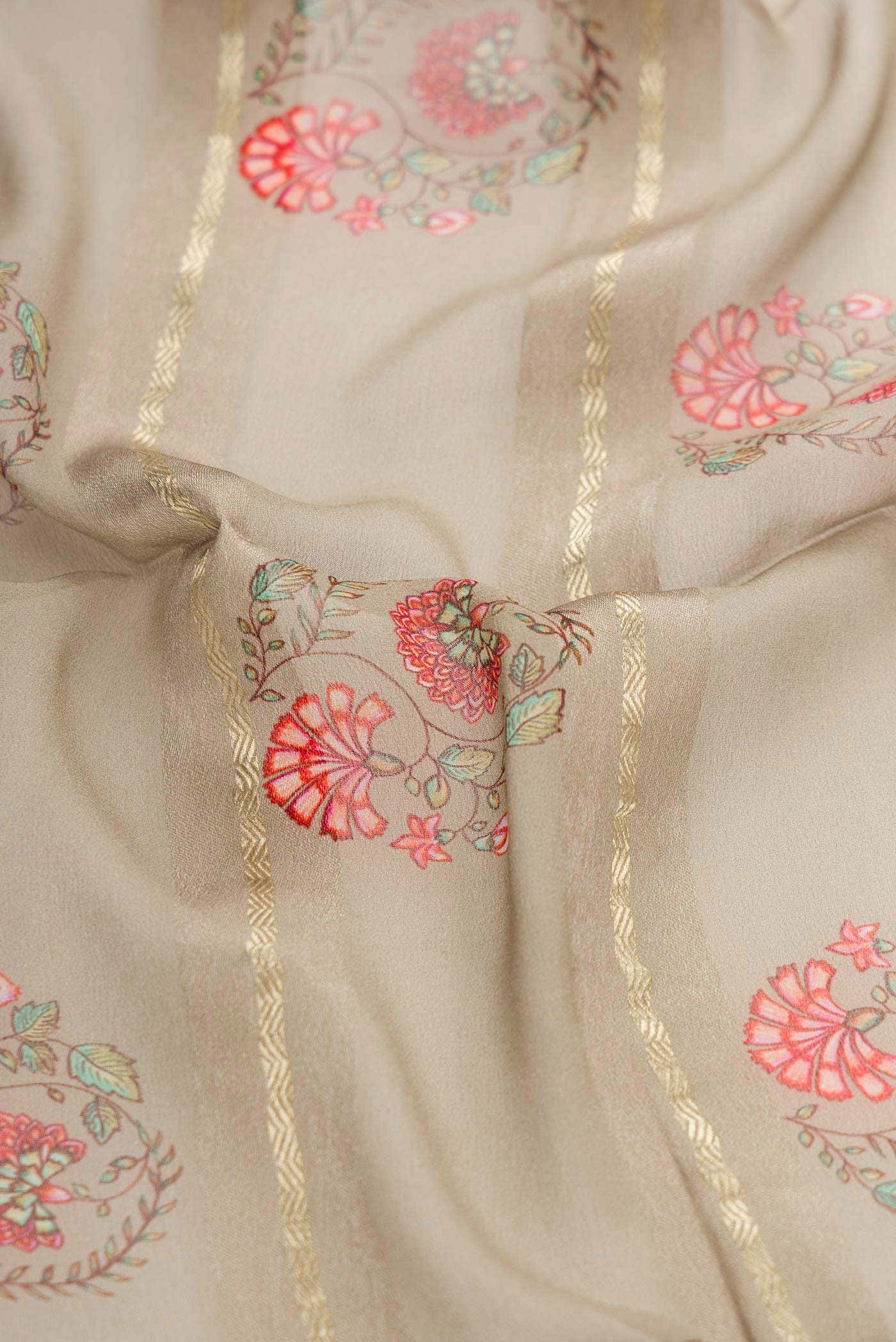Grey Mysore Georgette Saree - Image 3