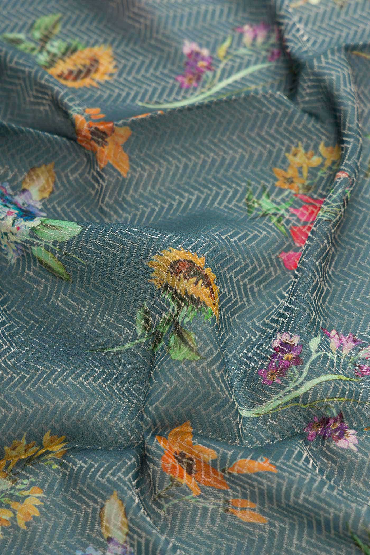 Grey Mysore Georgette Saree - Image 3