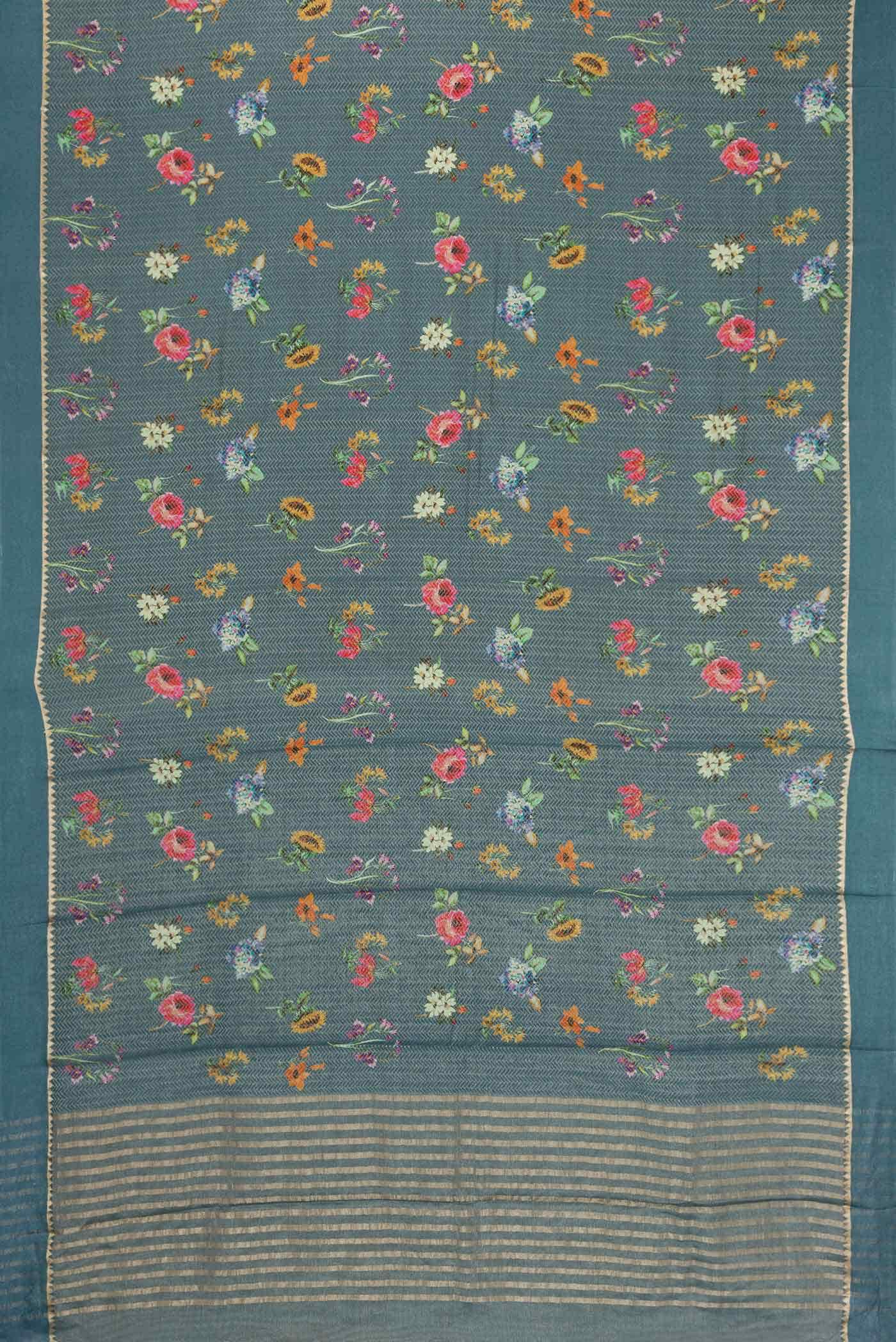 Grey Mysore Georgette Saree - Image 4