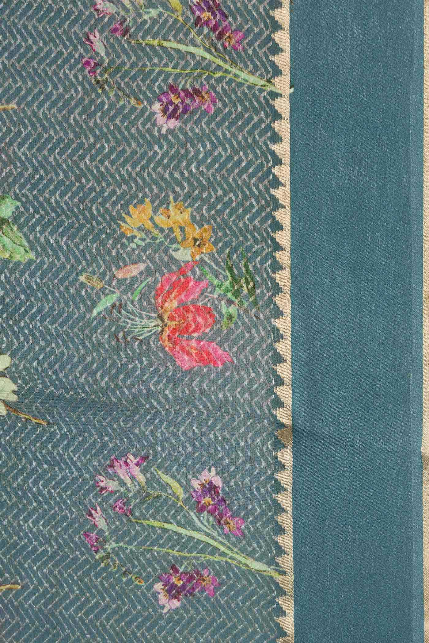 Grey Mysore Georgette Saree - Image 5