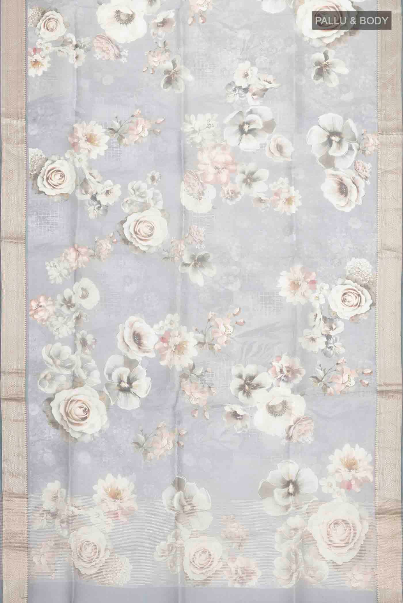 Grey Organza Silk Saree - Image 5