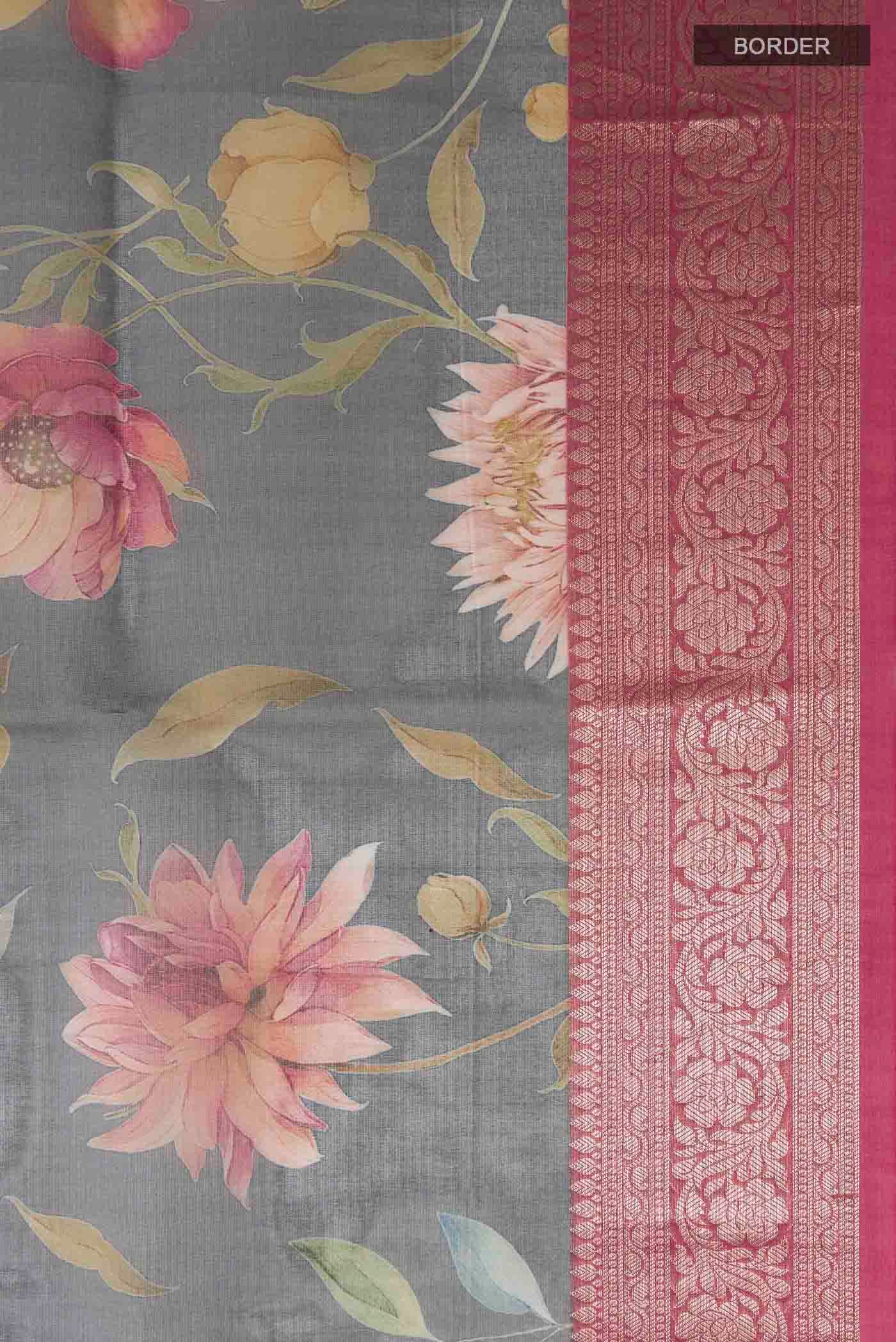 Grey Organza Silk Saree - Image 3