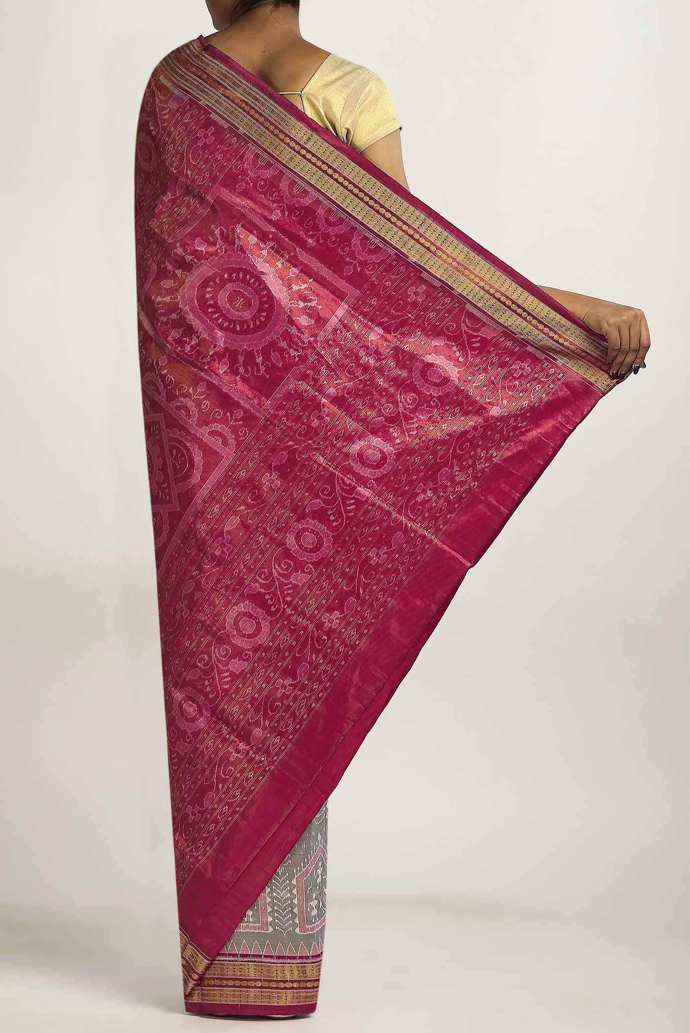 Grey Orissa Silk Saree - Image 2
