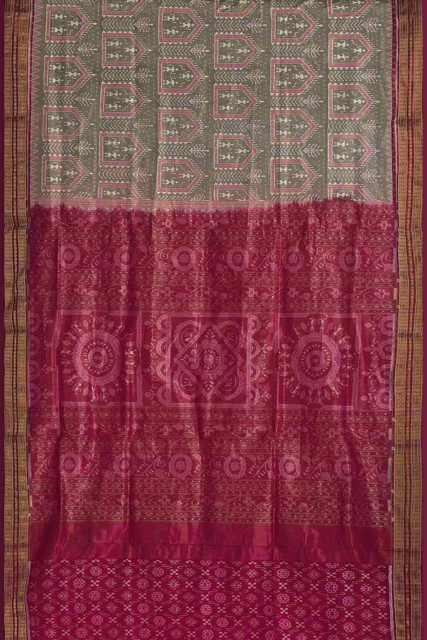 Grey Orissa Silk Saree - Image 4