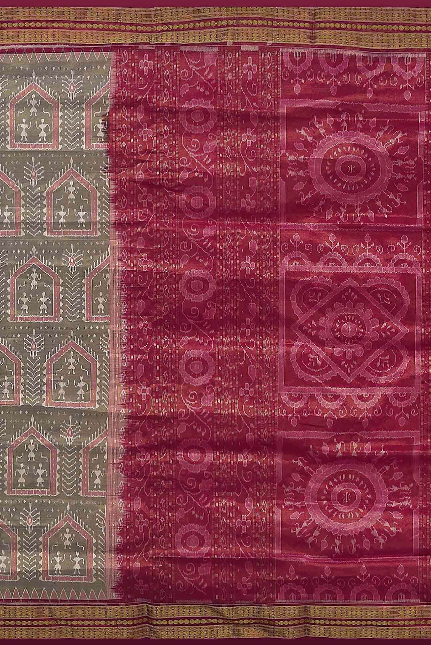 Grey Orissa Silk Saree - Image 5