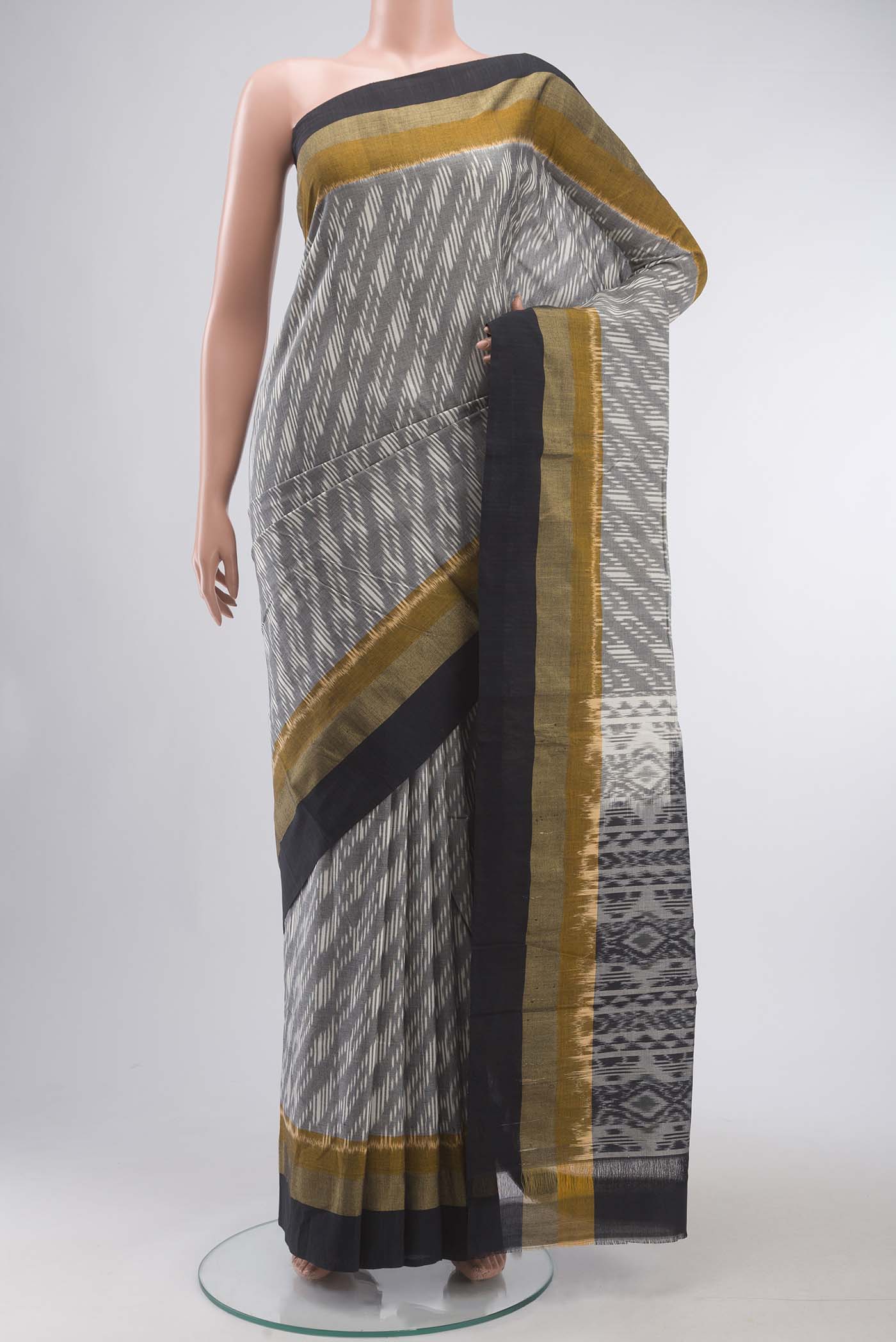 Grey Pochampally Cotton Saree
