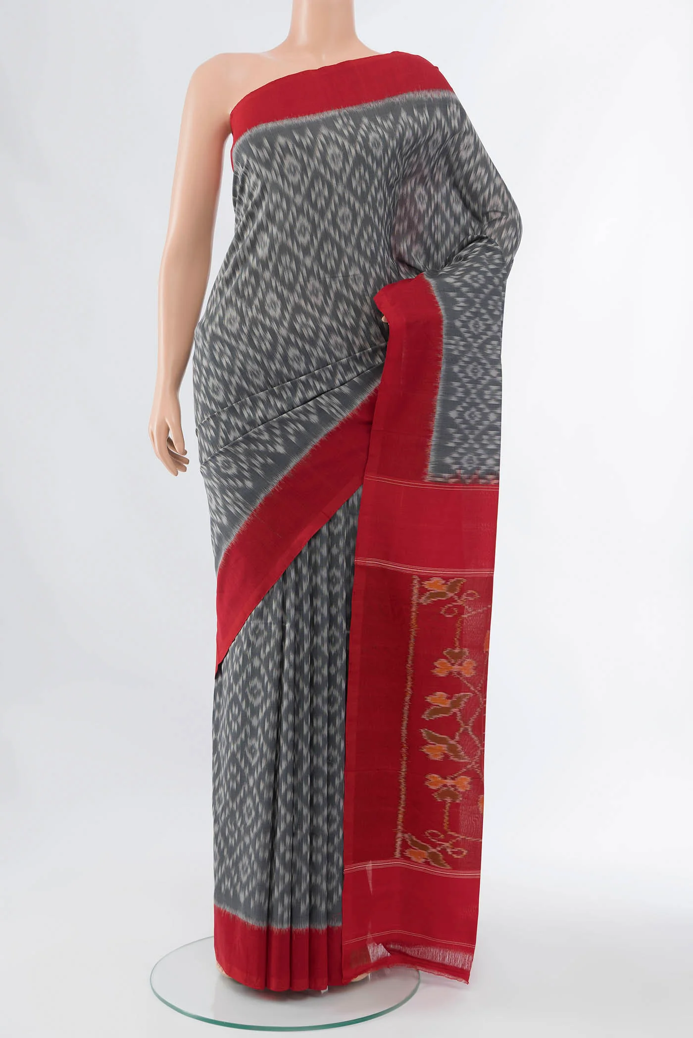Grey Pochampally Cotton Saree