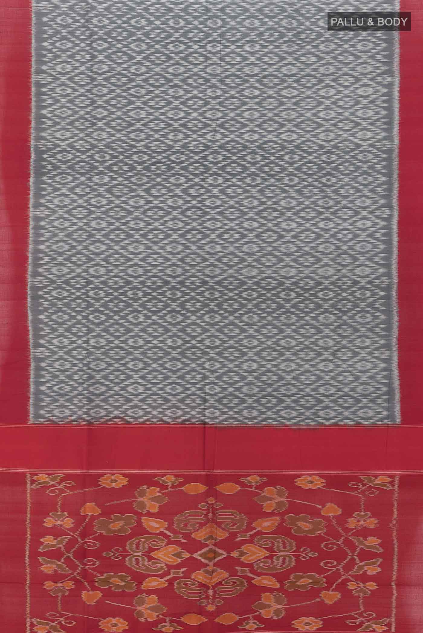 Grey Pochampally Cotton Saree - Image 5