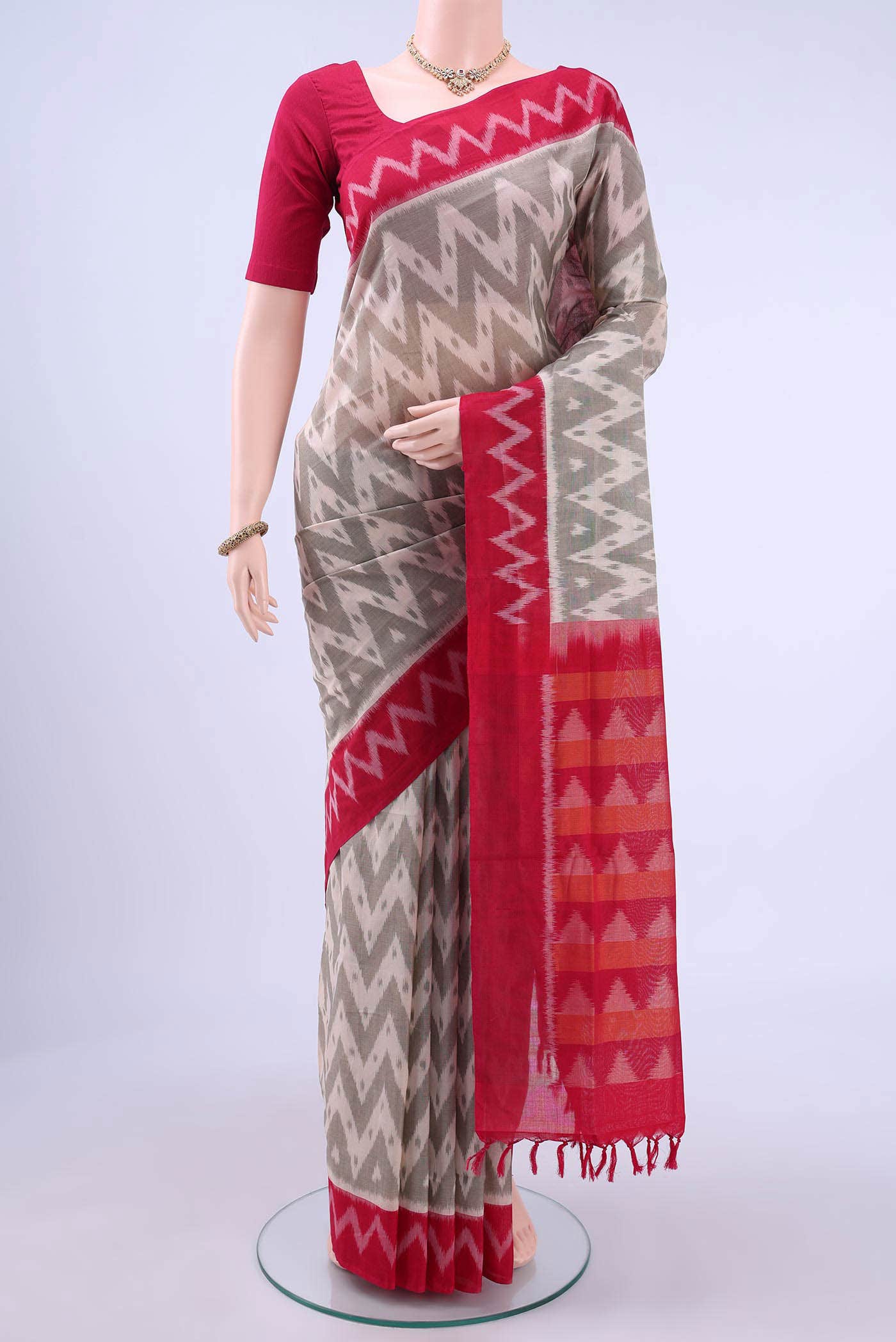 Grey Pochampally Cotton Saree
