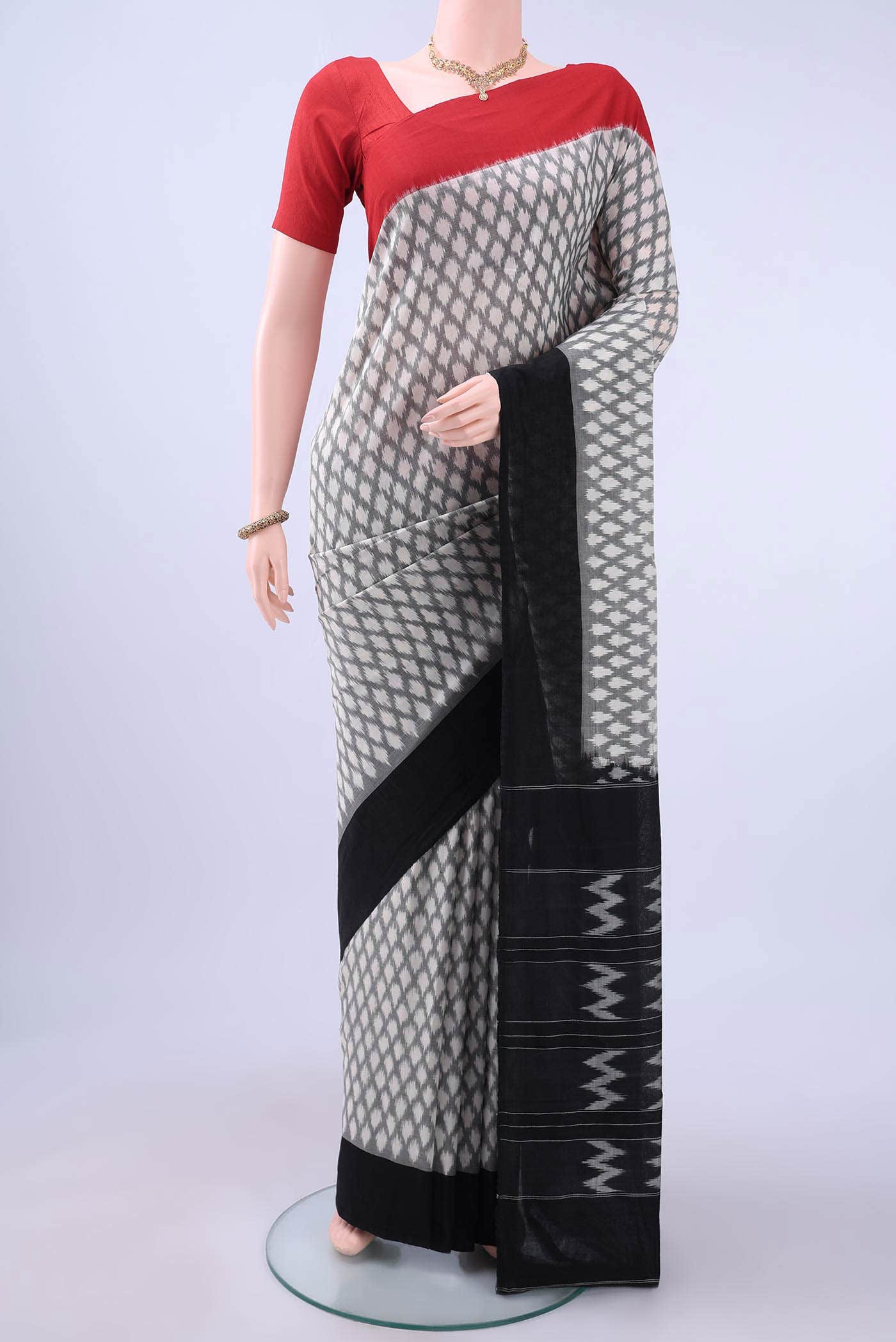 Grey Pochampally Cotton Saree
