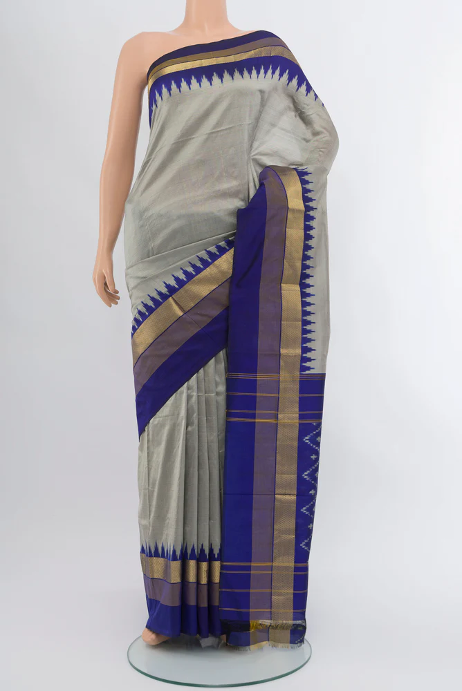 Grey Pochampally Silk Saree