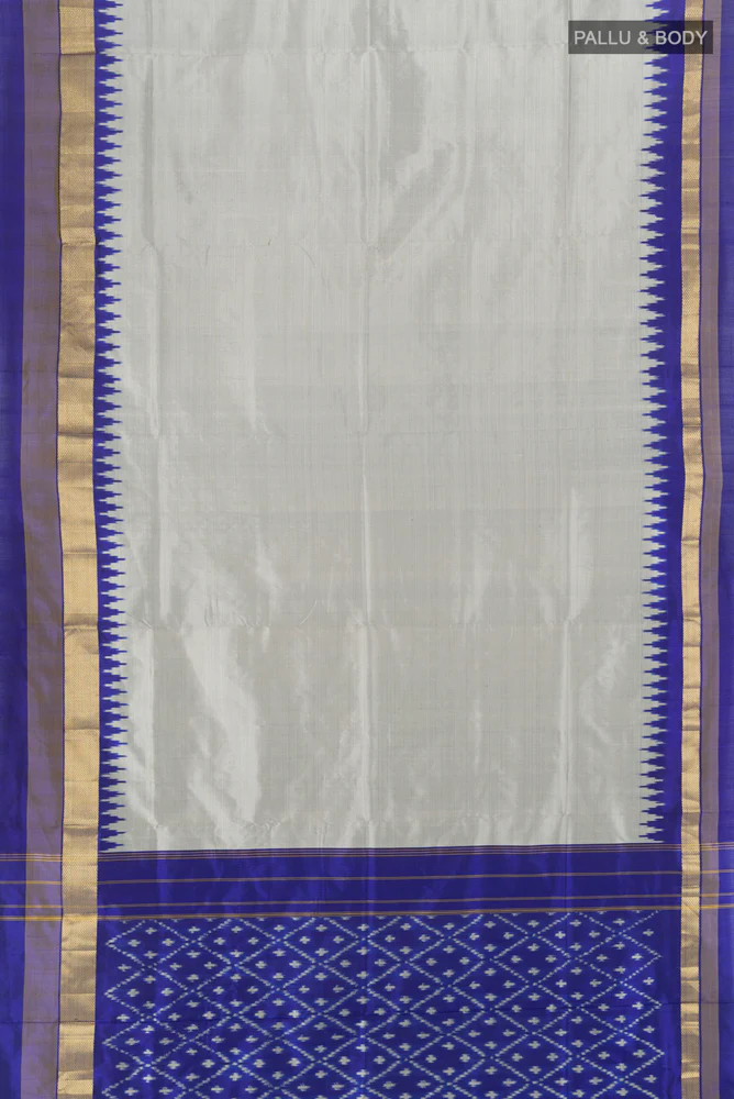 Grey Pochampally Silk Saree - Image 5
