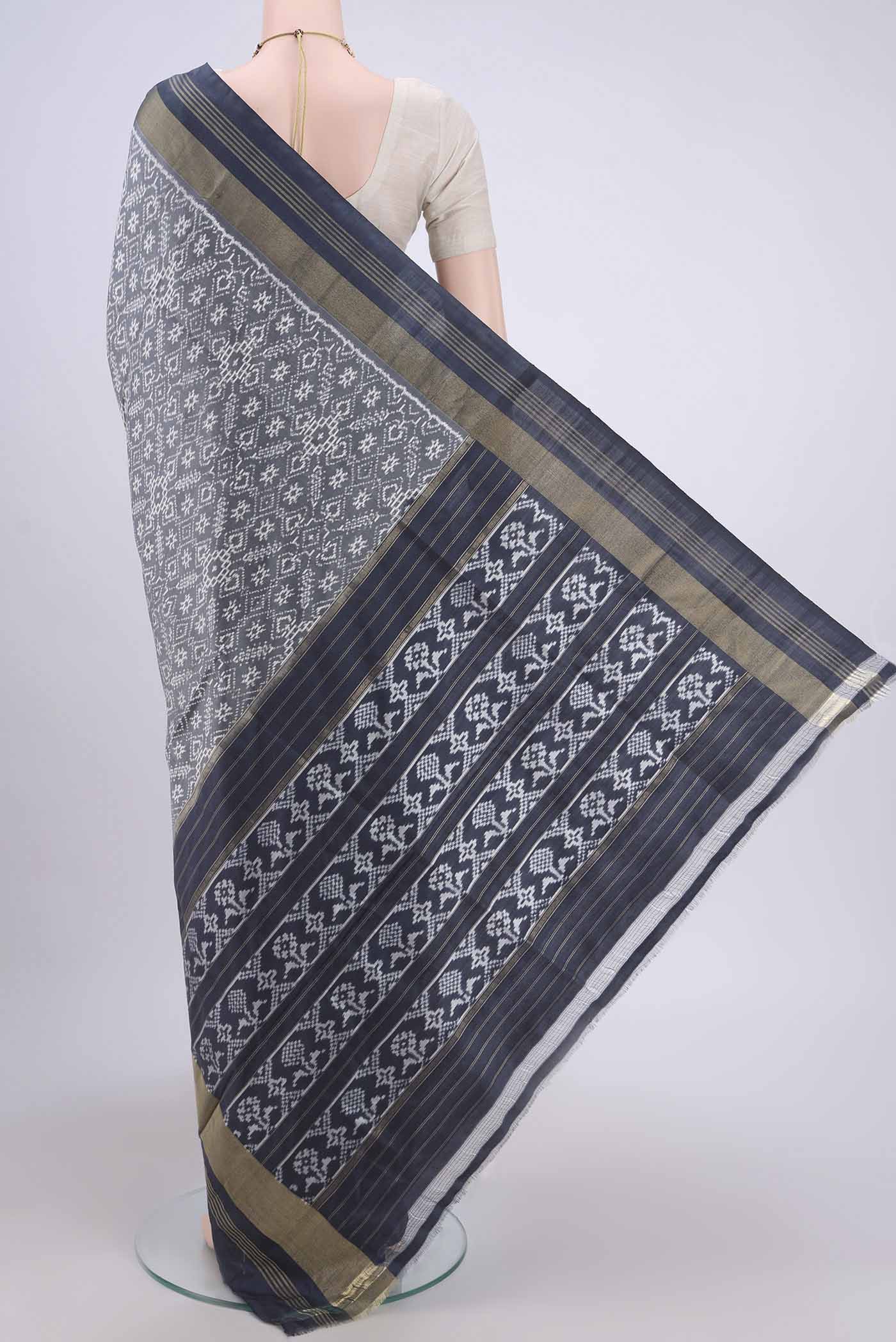 Grey Pochampally Silk Saree - Image 3