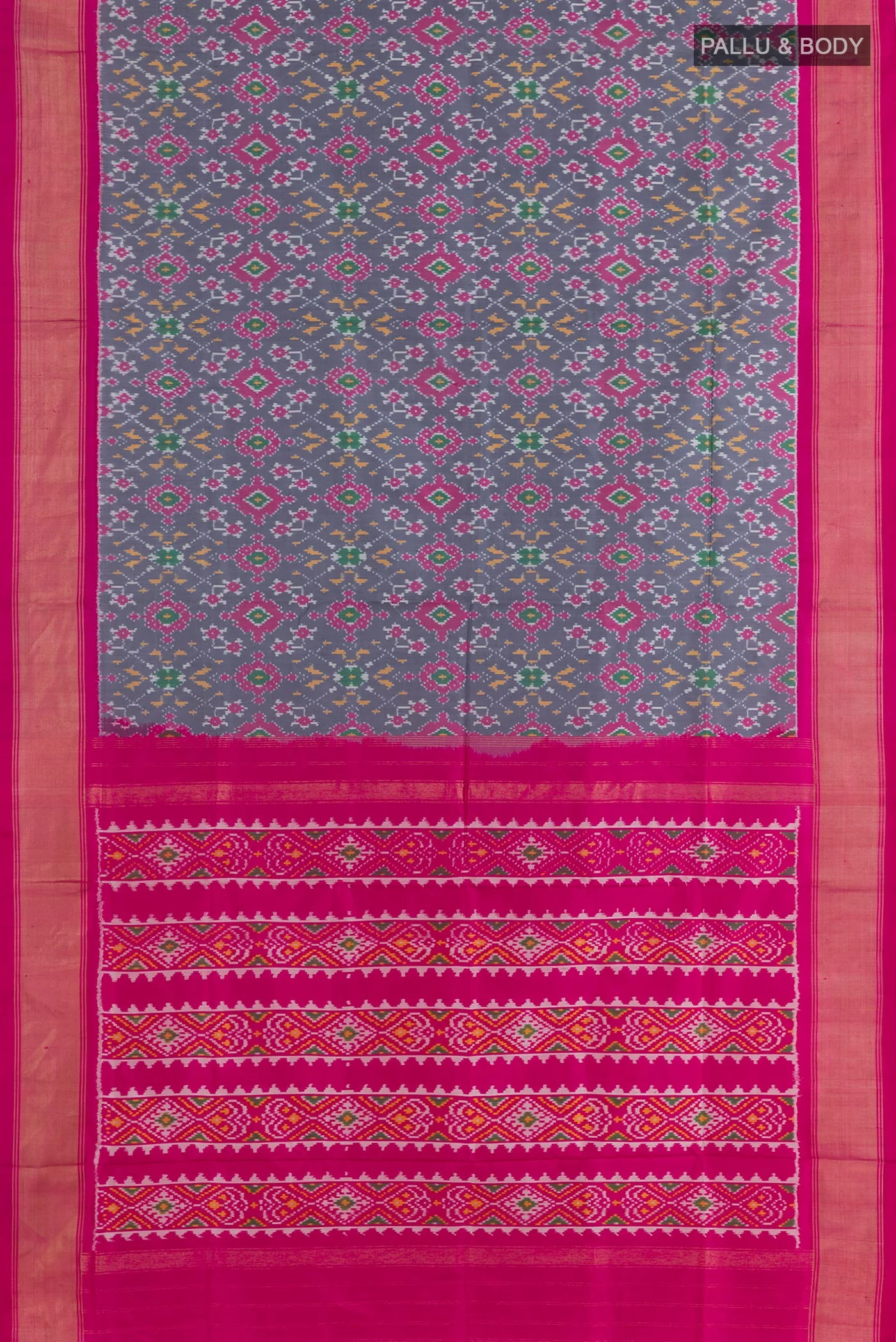 Grey Pochampally Silk Saree - Image 3