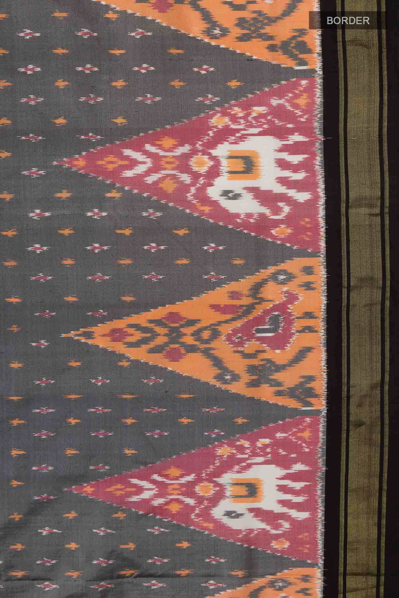 Grey Pochampally Silk Saree - Image 5