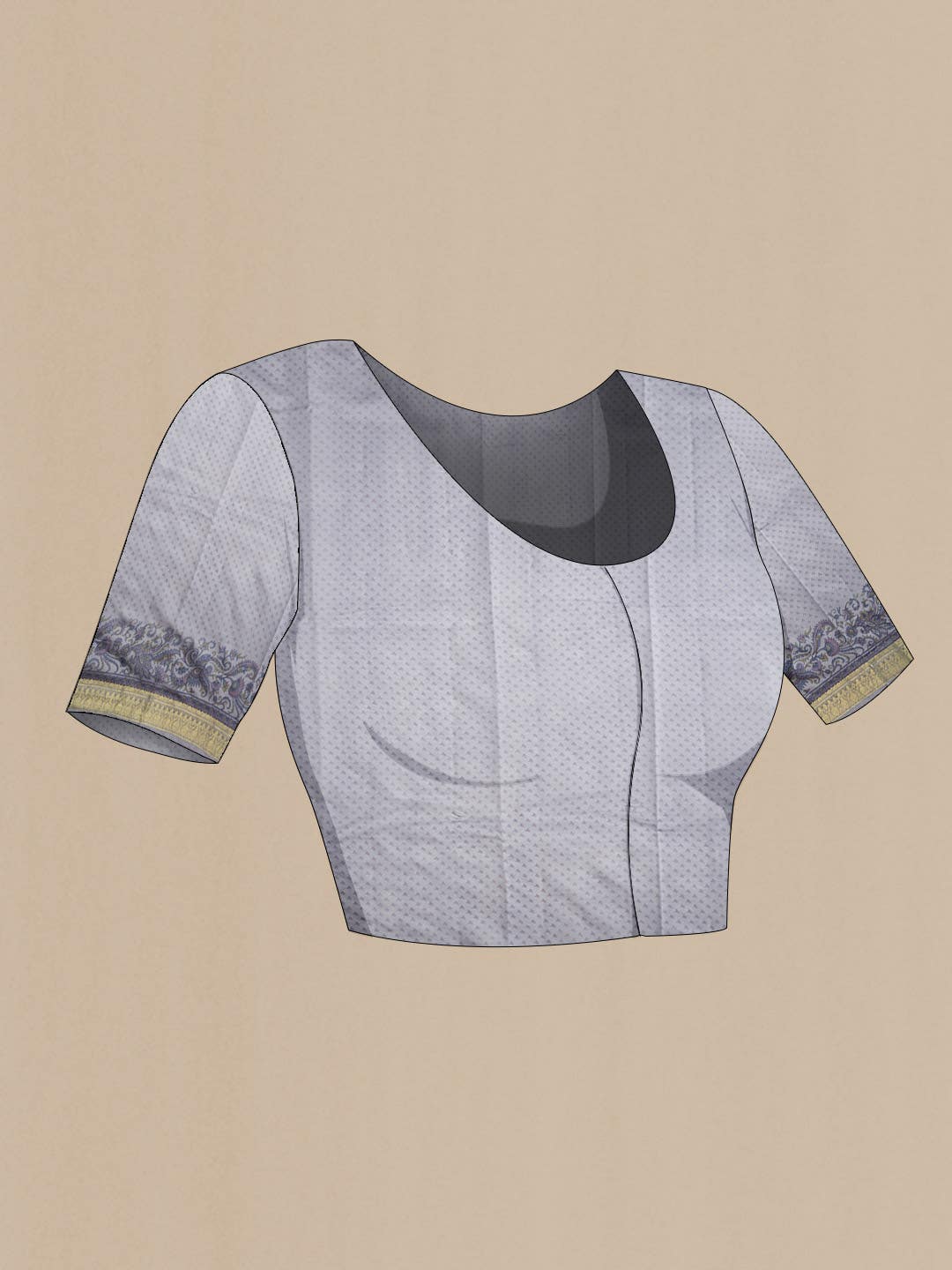 Grey Printed Silk Saree - Image 5