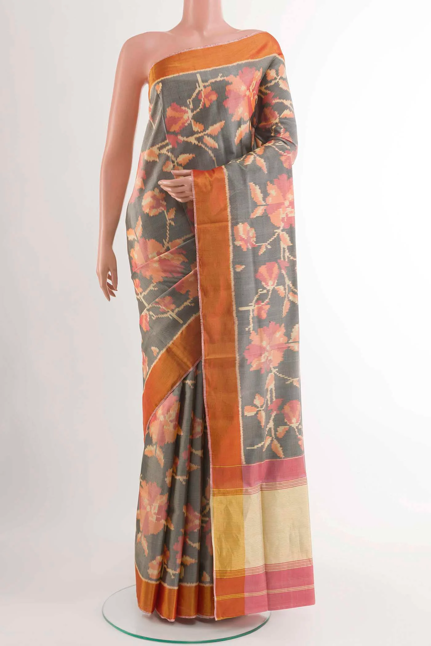 Grey Rajkot Patola Silk Saree
